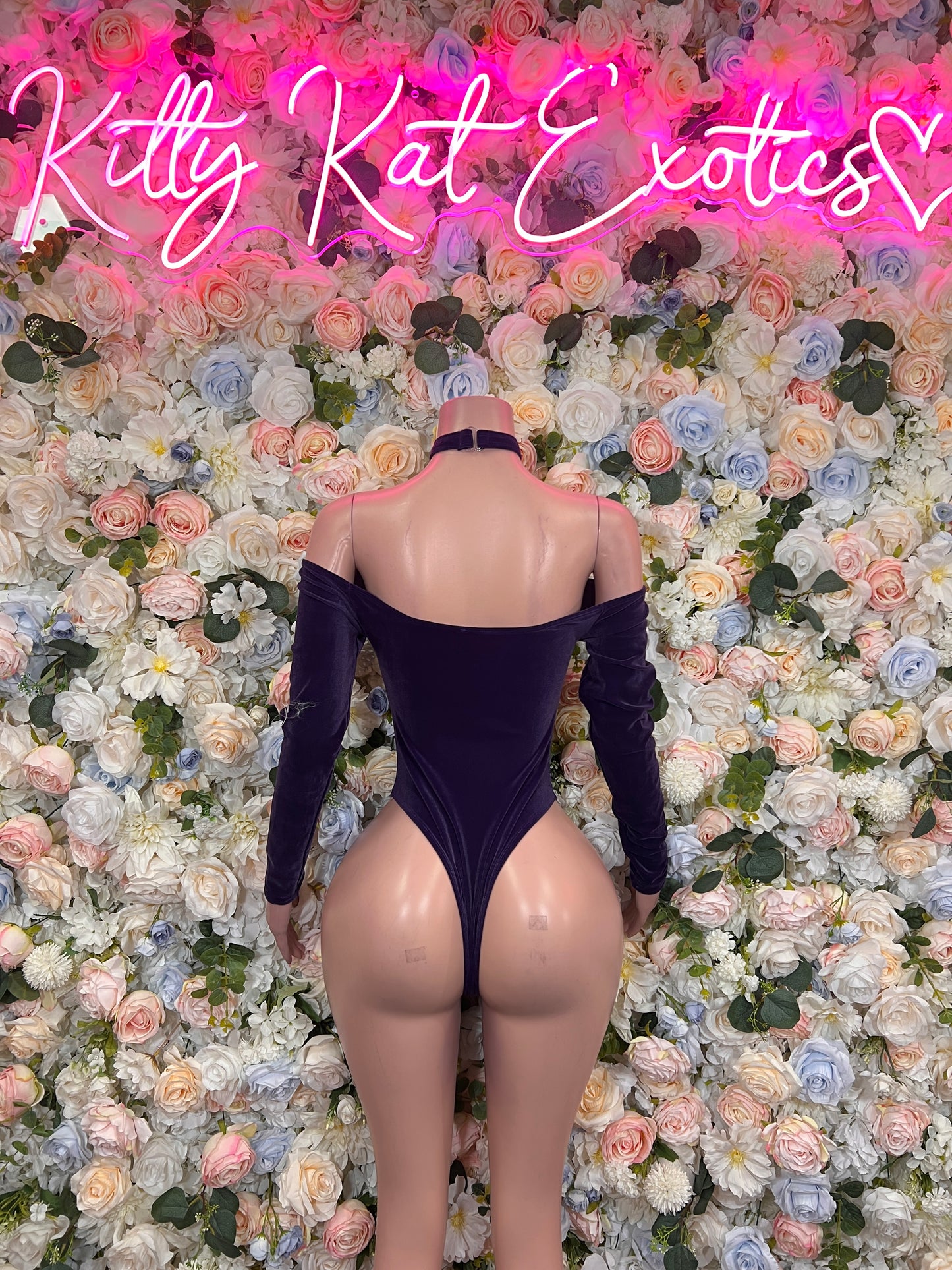 Bartender Bodysuit Purple Velvet  One Piece Festival Outfit Clubwear Bottlegirl Outfit