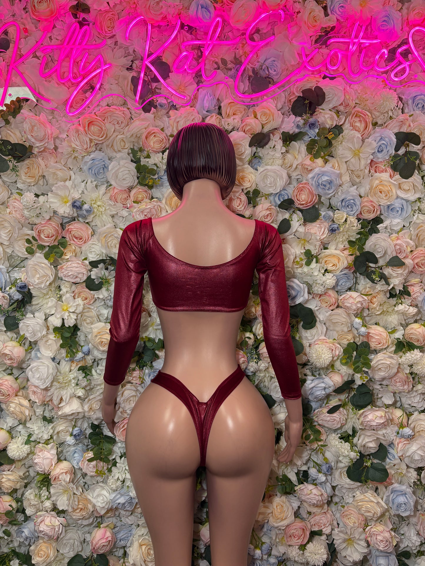 Burgundy Two Piece -  Exotic Dancewear  -  Rave Outfit - Sexy Festival Outfit, Clubwear, Performance Costume