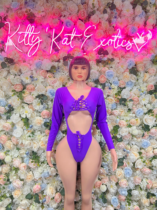 Bottlegirl - Exotic Dancewear Purple One Piece  - Rave Outfit  Sexy for Performers, Events, or Special Occasions