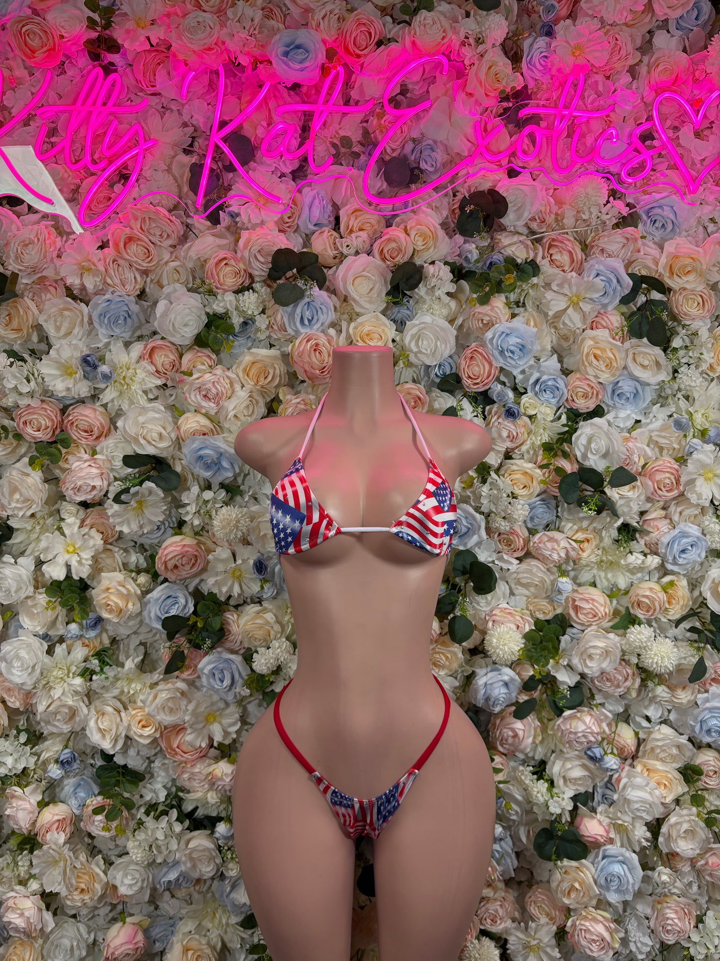 USA Flag Oufit - Bottlegirl Bikini Two Piece Bartender  Patriotic Swimsuit for Beach, Pool Parties, or Summer Fun