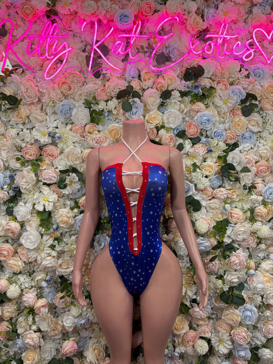 4th of July Bodysuit - Bottlegirl One Piece Bartender Outfit Patriotic for Beach, Pool Parties, or Summer Fun