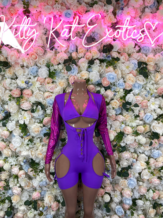 Bottlegirl Bodysuit Purple - One Piece Bartender Outfit