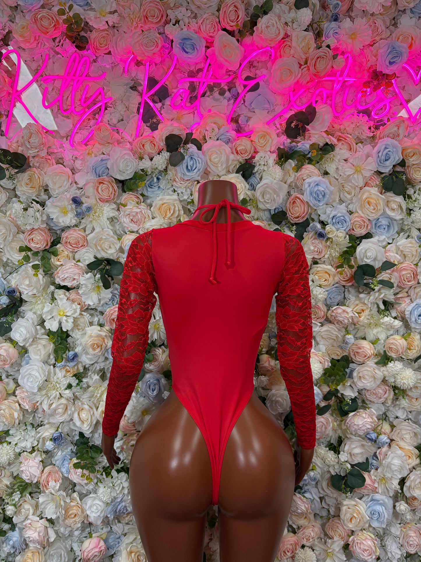 Bottlegirl Outfit Red Lace Bodysuit - One Piece Festival Outfit, EDM Dancewear, Party Clubwear