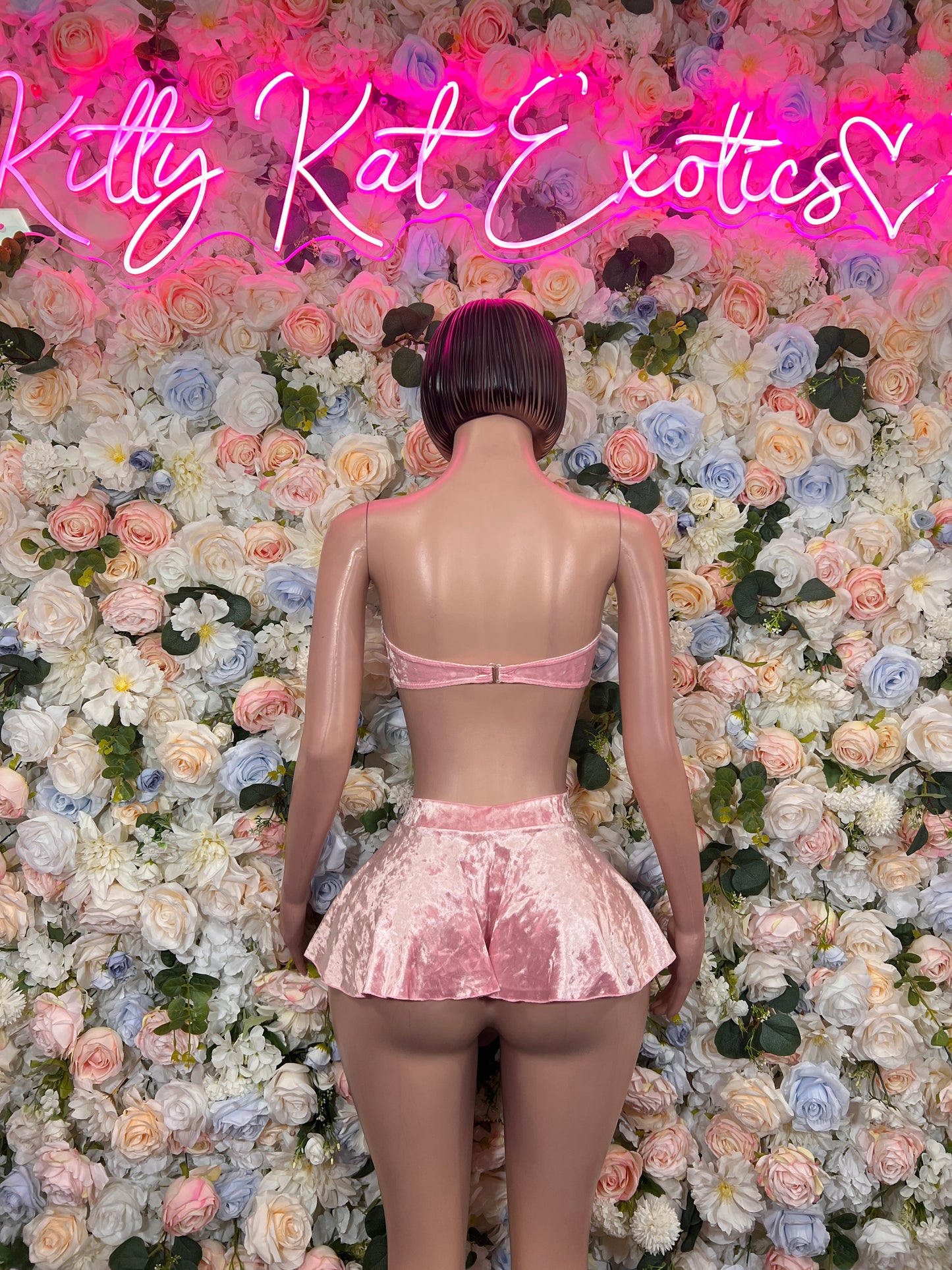 Pink Velvet Two Piece Skirt Rave Wear