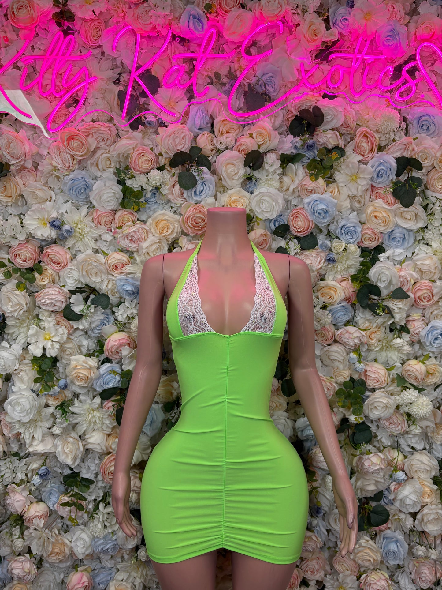 Neon Green Festival Dress – l Exotic Date Nite Dress, Dancewear for Performers & Club Dress