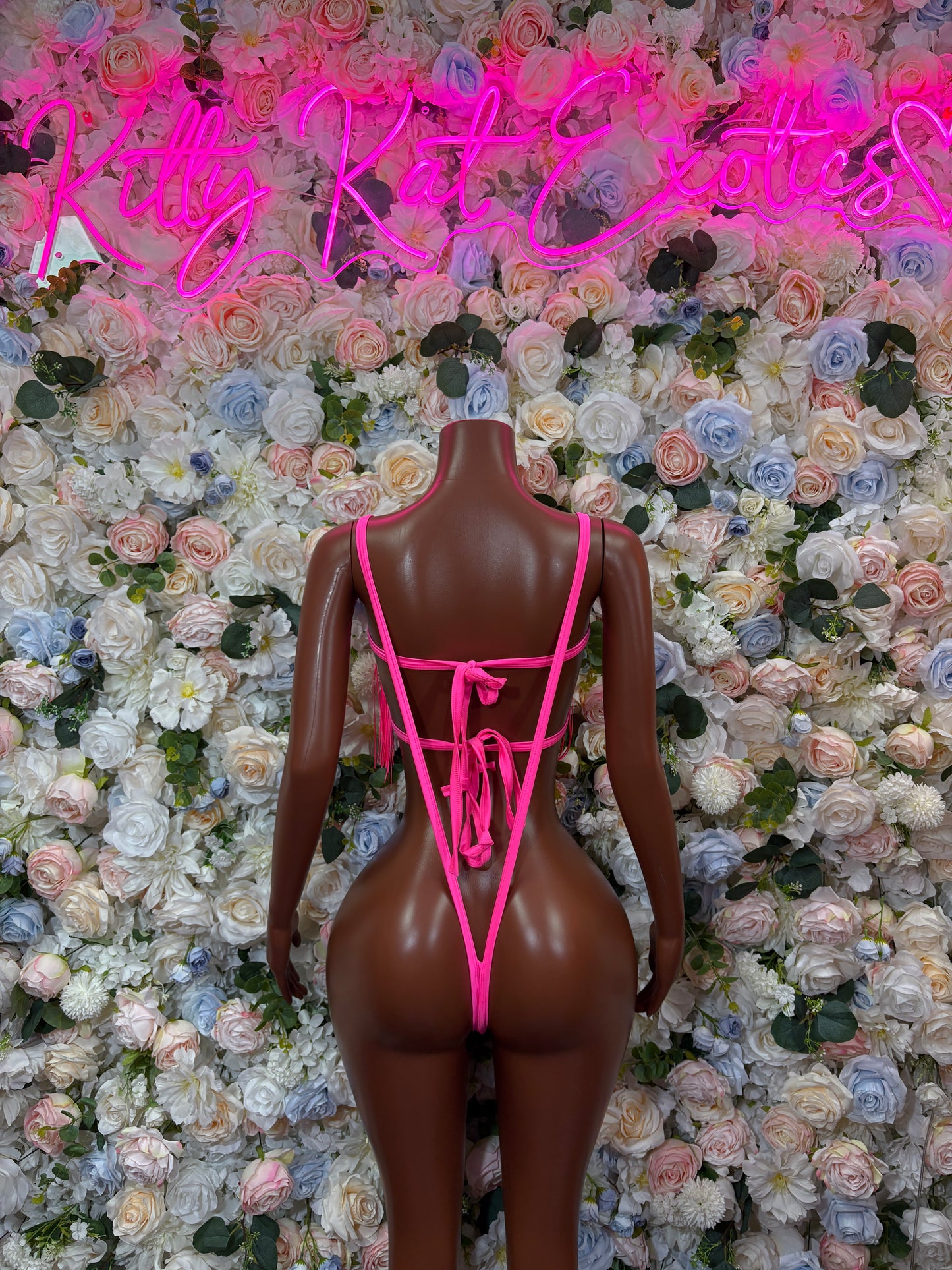 Pink Slingshot - Fringe One Piece Set Exotic Dancewear Rave Festival Outfit Costume