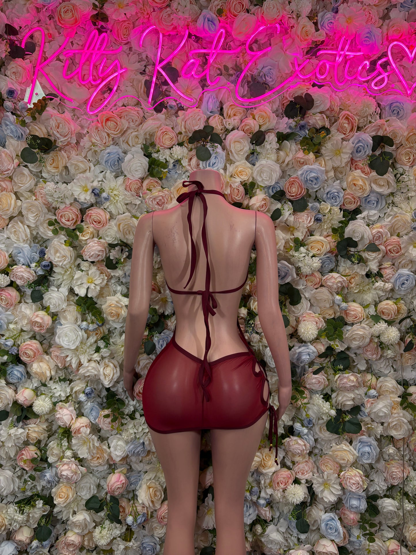 Burgundy Mini Dress  Ravewear - Sexy Festival Outfit, Clubwear, Performance Costume, EDM Party Wear