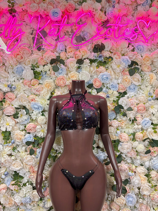 Black Two Piece Set Festival Outfit Dancewear Clubwear Ravewear