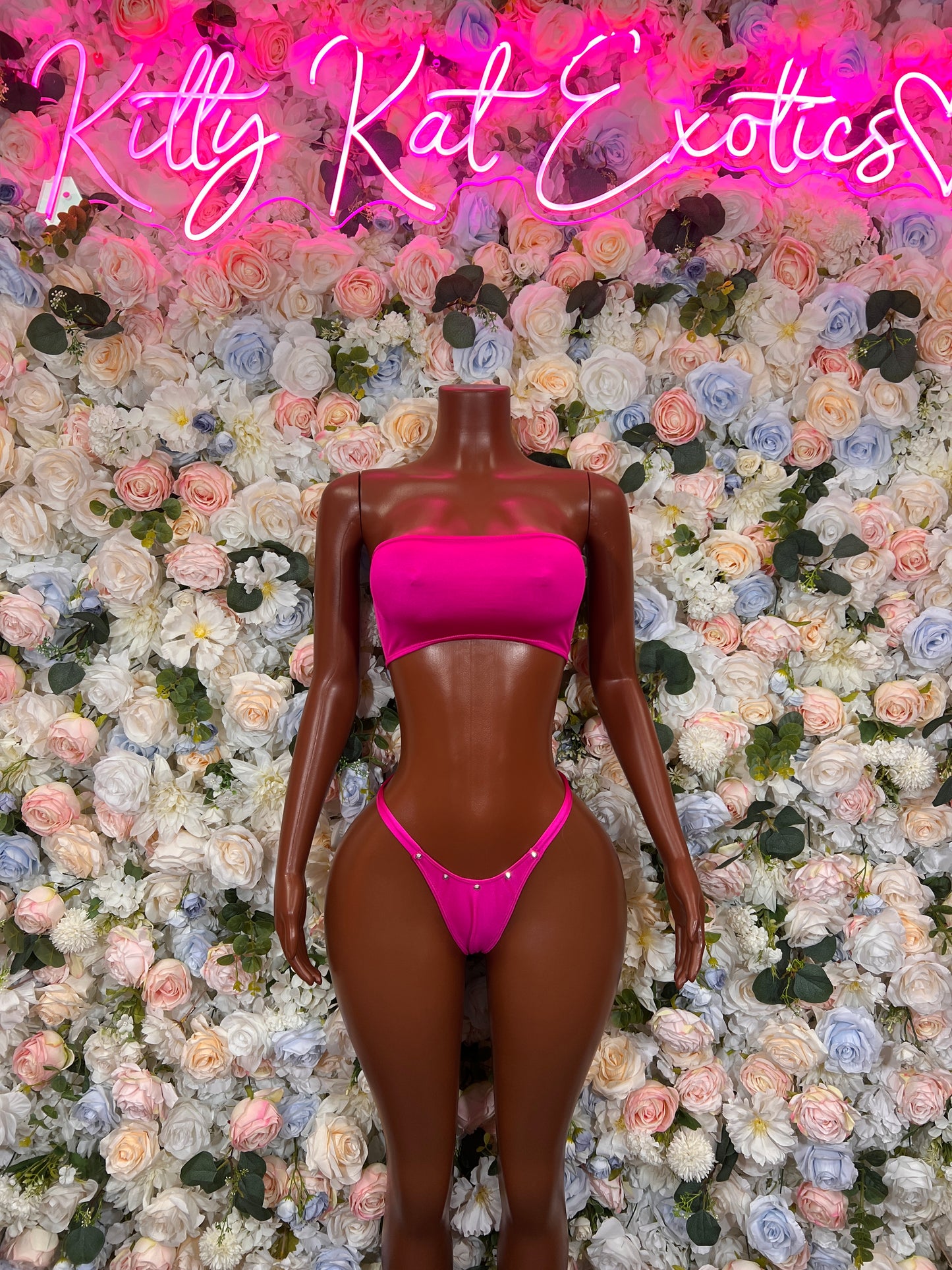 Hot Pink Exotic Dancewear  - Two Piece Bikini Festival Outfit, EDM Dancewear, Party Clubwear