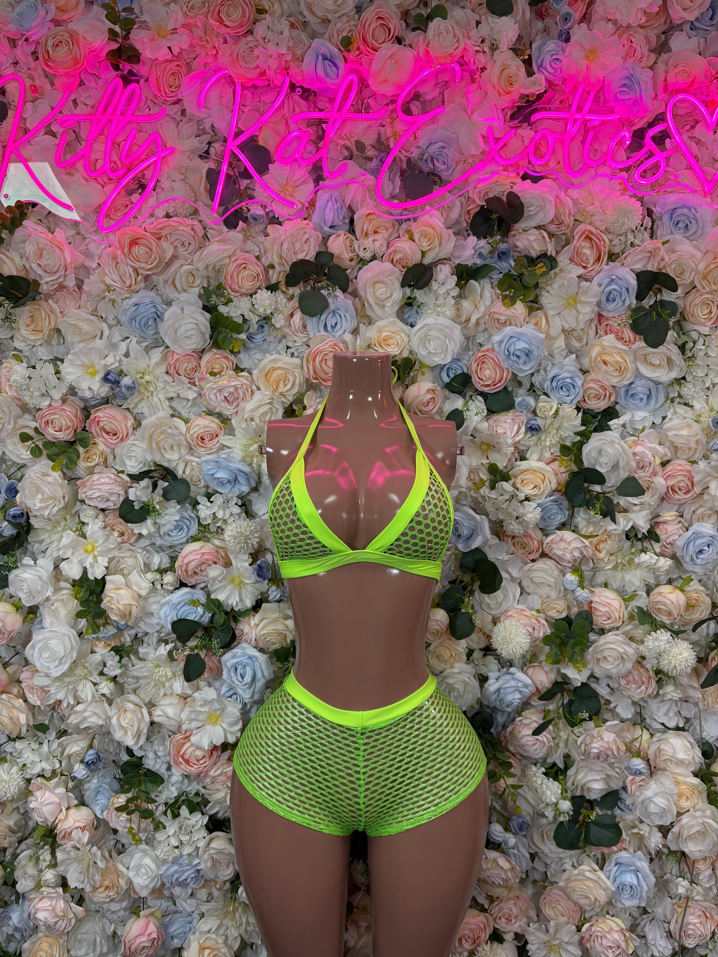 Neon Green - Two Piece Exotic Dancewear Rave Festival Outfit
