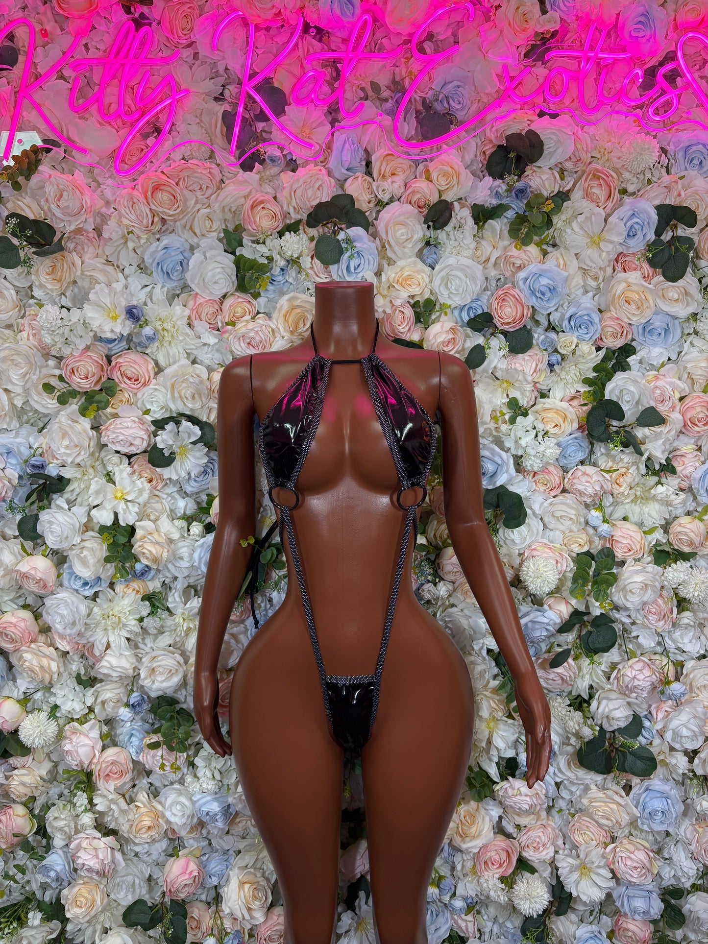 Black Latex One Piece Bodysuit – Rave Festival Bottlegirl Clubwear Exotic Dance Outfit