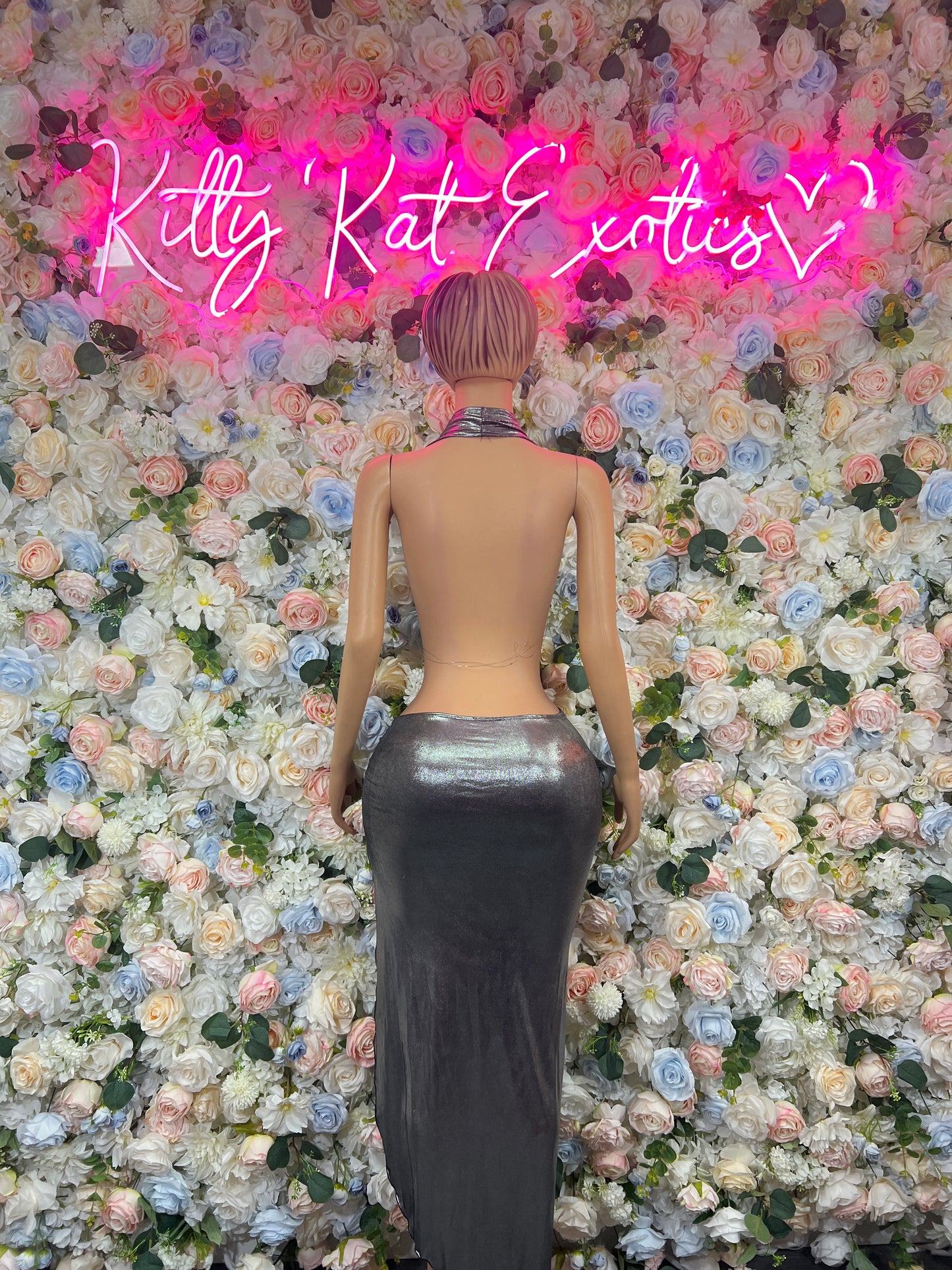 Silver Gown Exotic Dancewear   Elegant and Sexy Evening Gown for Performers, Events, or Special Occasions