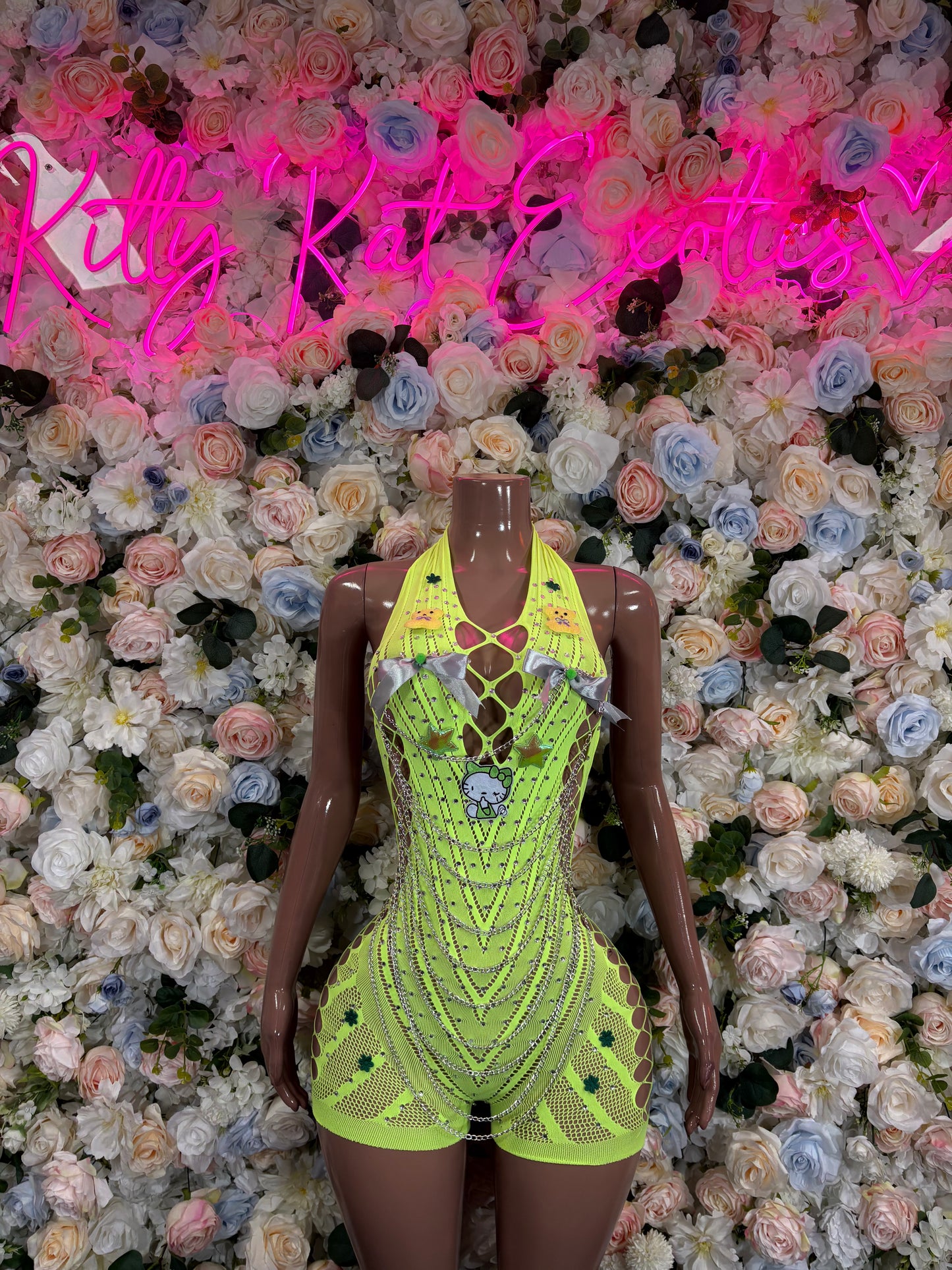 Fishent Dress Green Custom Exotic Dancewear Festival wear