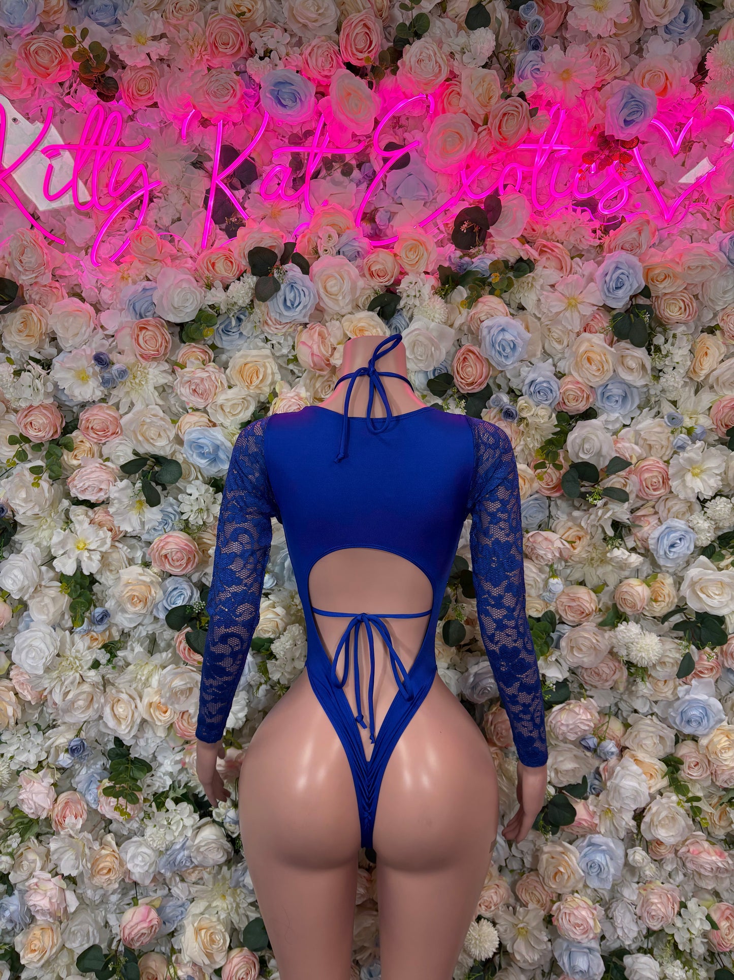 Bottlegirl Outfit Blue Lace Bodysuit - One Piece Festival Outfit, EDM Dancewear, Party Clubwear