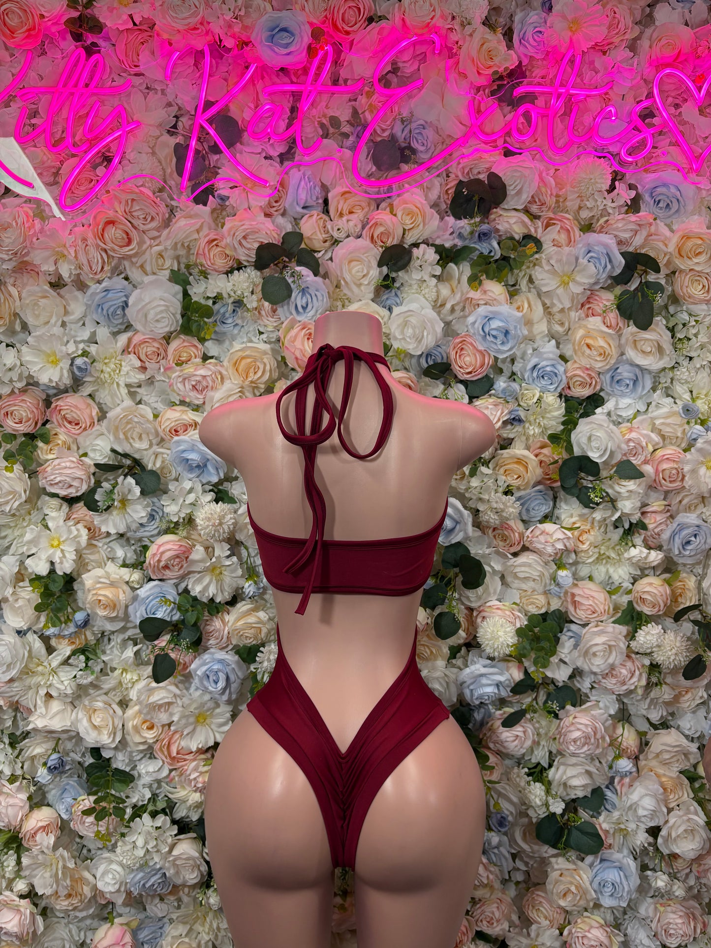 Burgundy Bodysuit Women’s Rave Festival Outfit - Exotic Dancewear