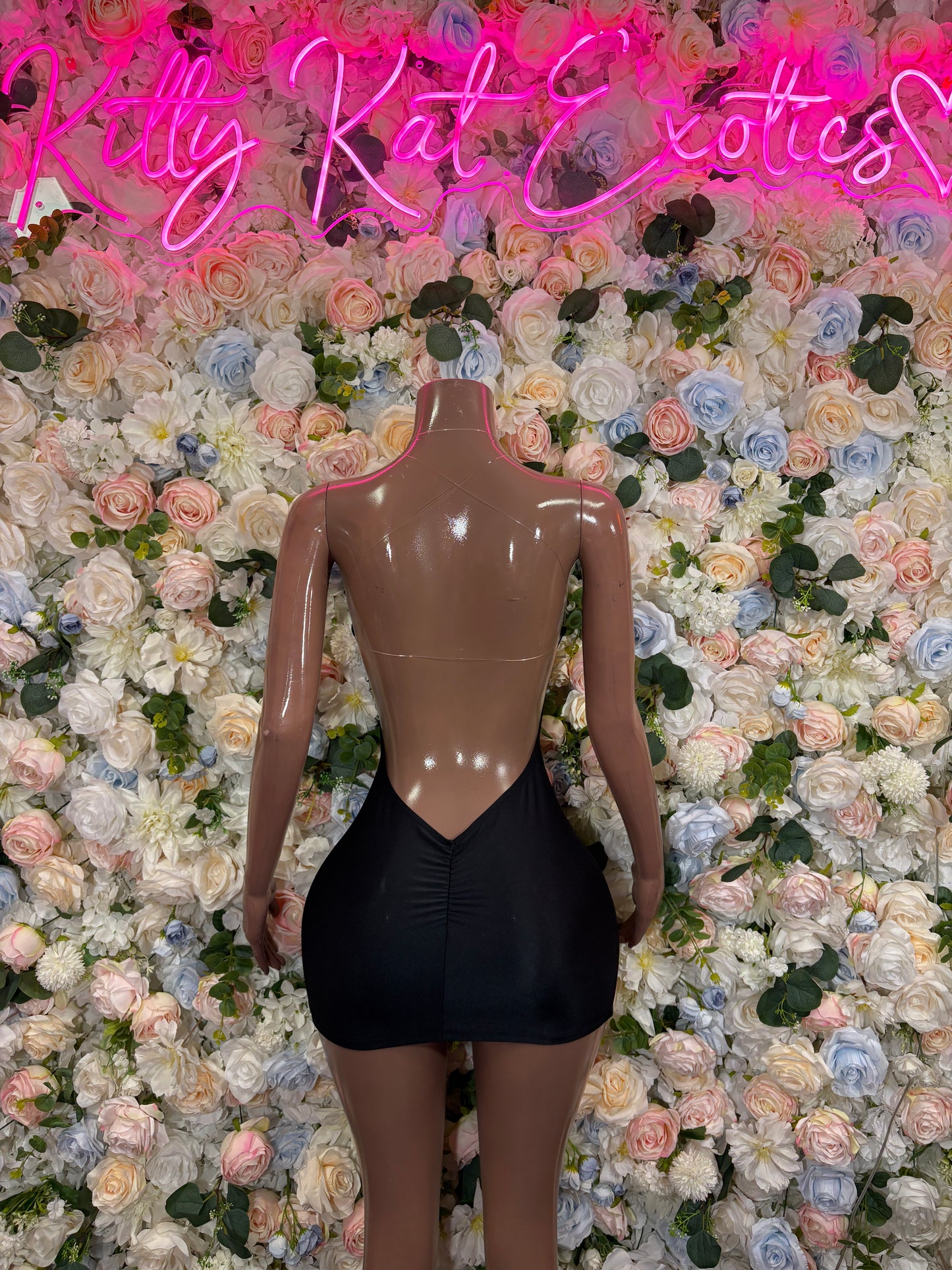 Black One Piece Dress - Sexy Date Night Club Dress | Rave Festival Exotic Dancewear Clubwear Bottle Girl Ravewear - KittyKatExotics