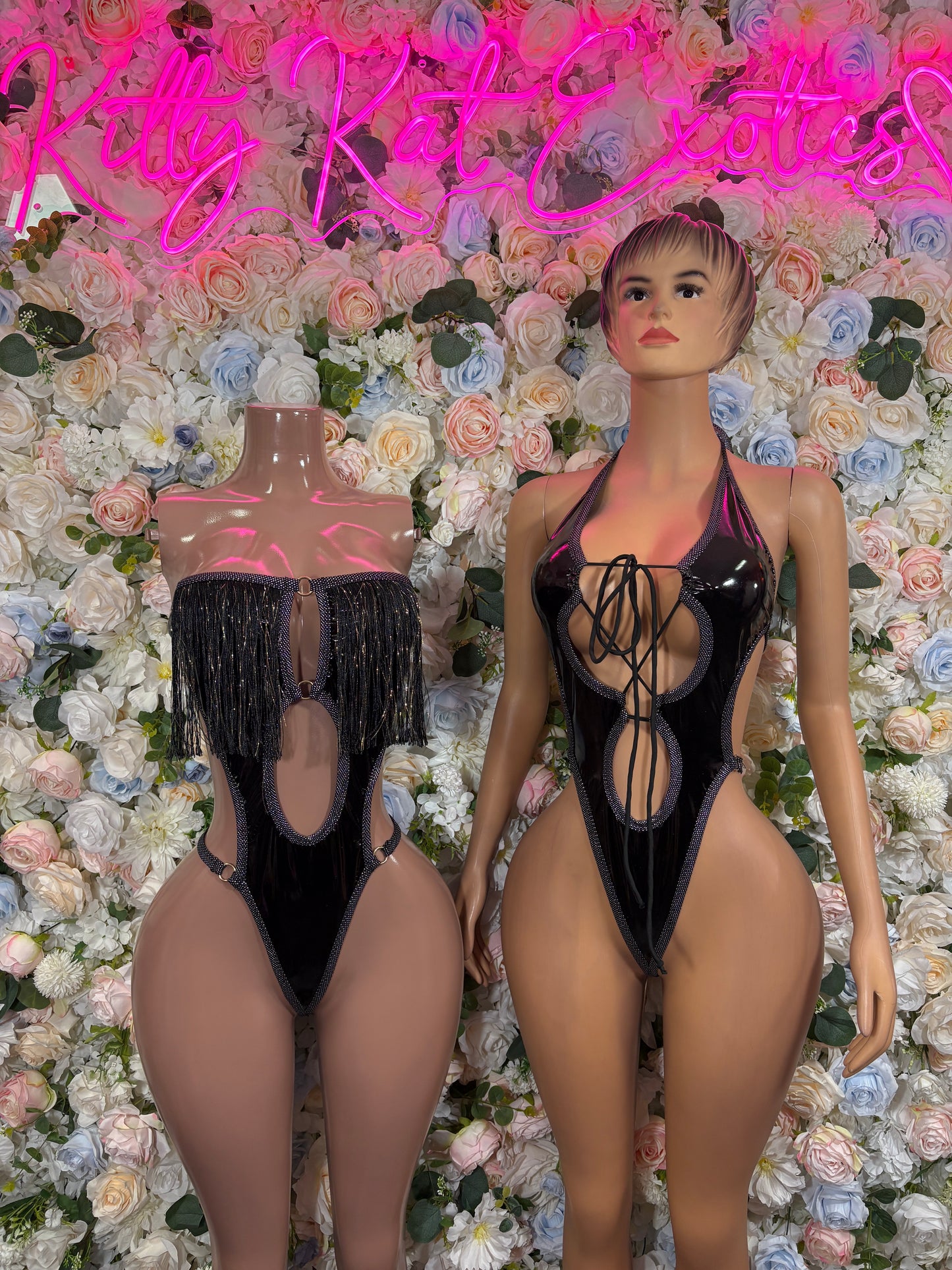 Black Latex One Piece Bodysuit – Rave Festival Bottlegirl Clubwear Exotic Dance Outfit