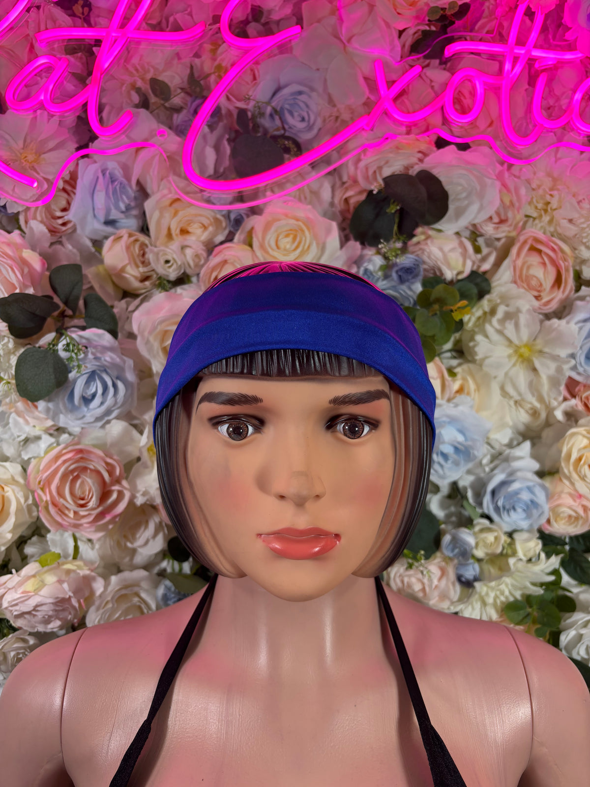 Rave Headband, Blue Festival Hair Accessory, Stretch Spandex Head Wrap, EDM Outfit Accessory, 90s Clubwear Headband