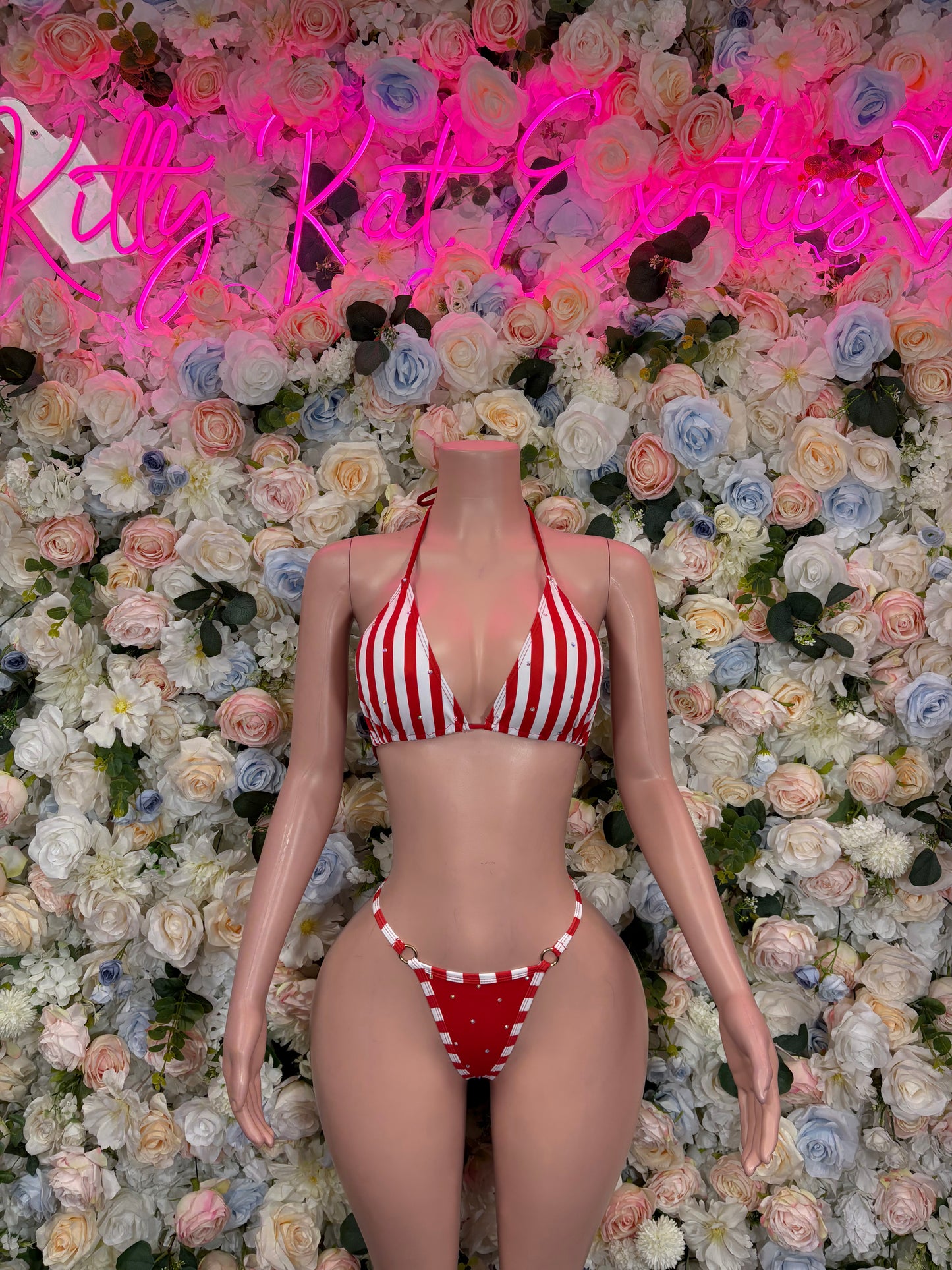 Christmas Festival Two Piece Bikini Outfit – Holiday Bartender Dancewear Set for Holiday Parties