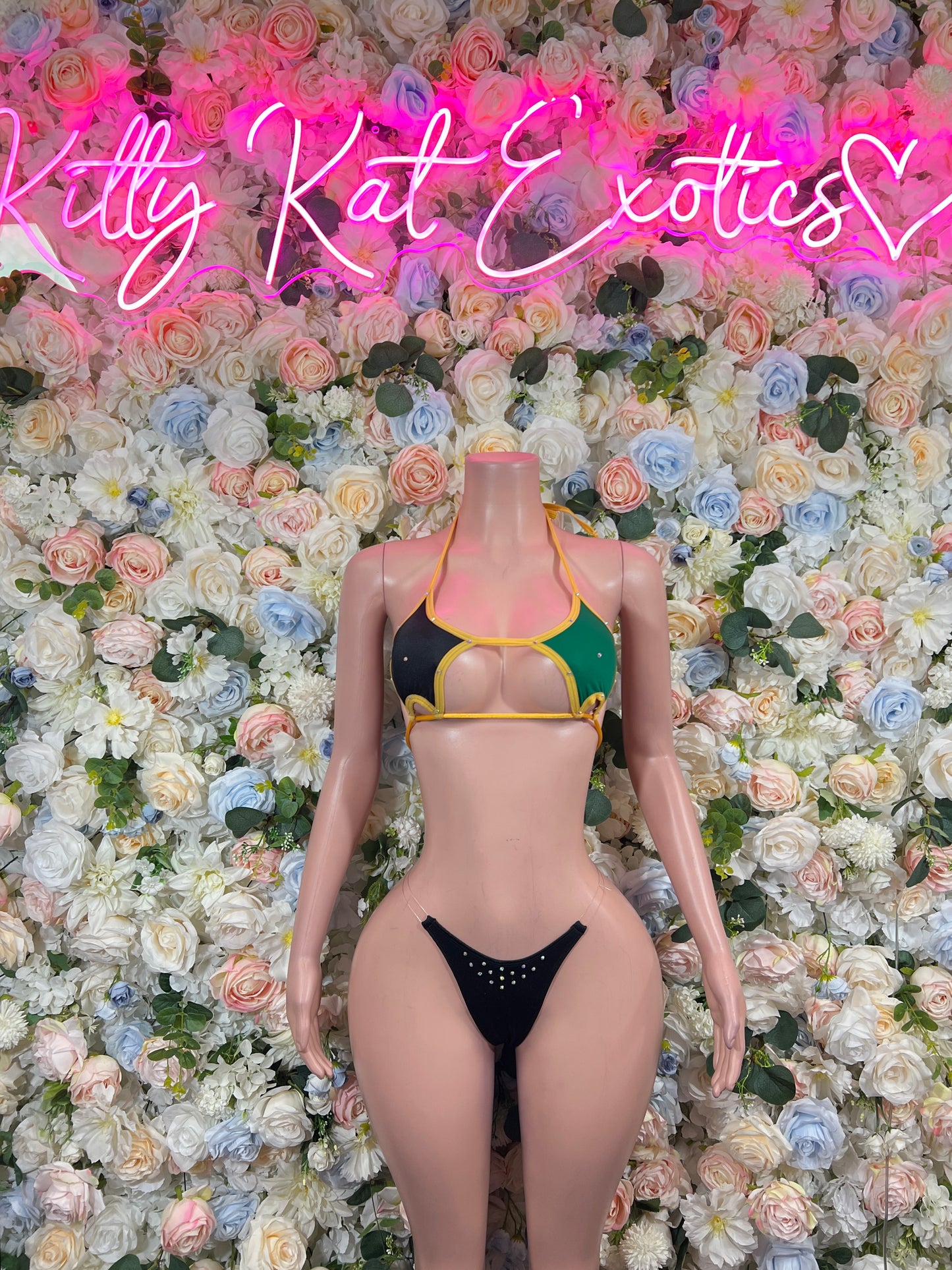 Jamaica Flag One-Piece Bodysuit  Carnival Festival Outfit, Beachwear Swimsuit, Rave & Dancewear Costume