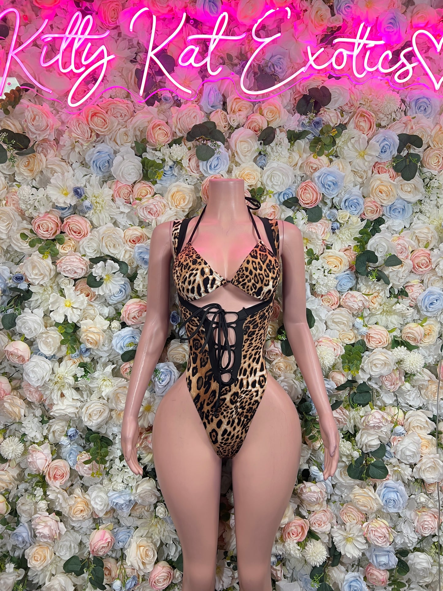 Leopard Print Bottlegirl Bodysuit  - One Piece Bartender Outfit, EDM Dancewear, Party Clubwear