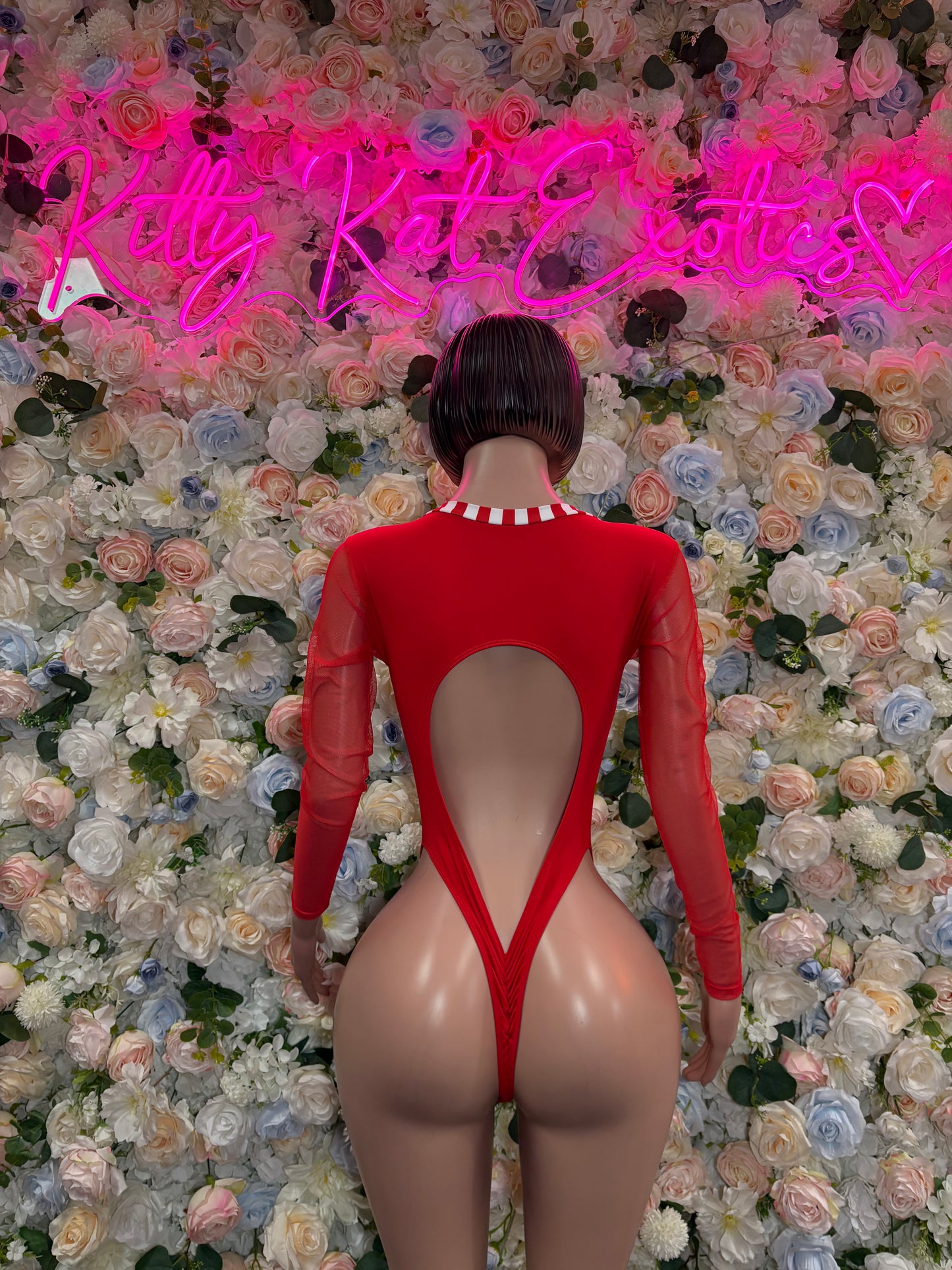 Bottlegirl Red & White  Bodysuit: Rave Outfit, Festival Clothing
