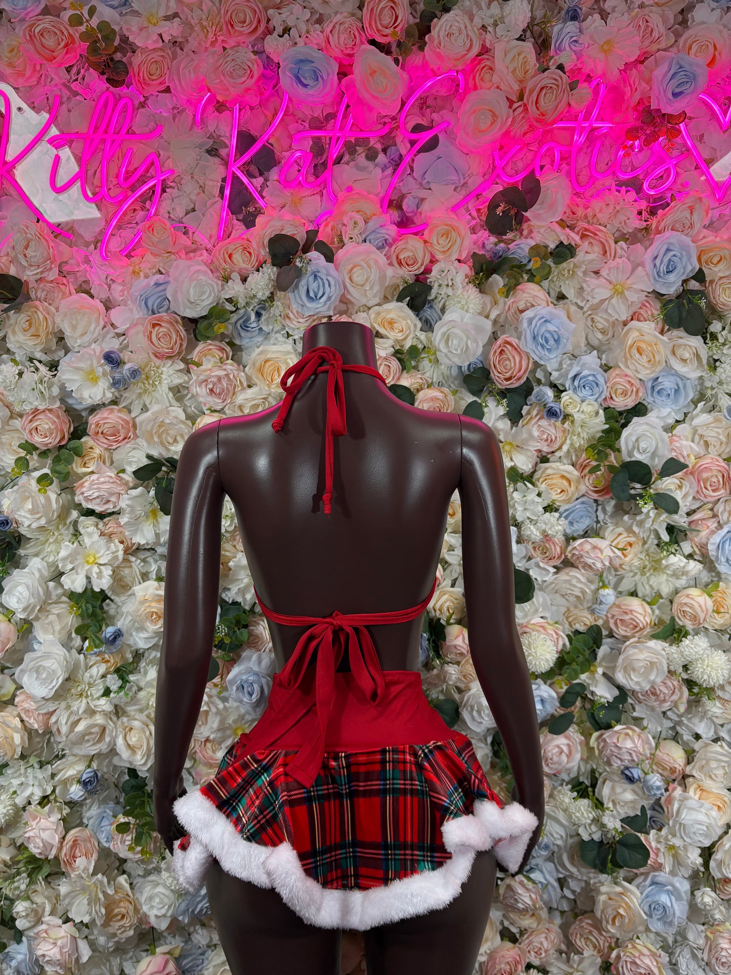 Christmas Skirt Outfit Two Piece “Gift” Red Santa Exotic Dancewear Costume Holiday