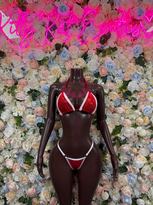 Christmas Outfit Sexy Santa Two Piece Bikini  Costume Santa Baby Outfit Bartender Dancewear