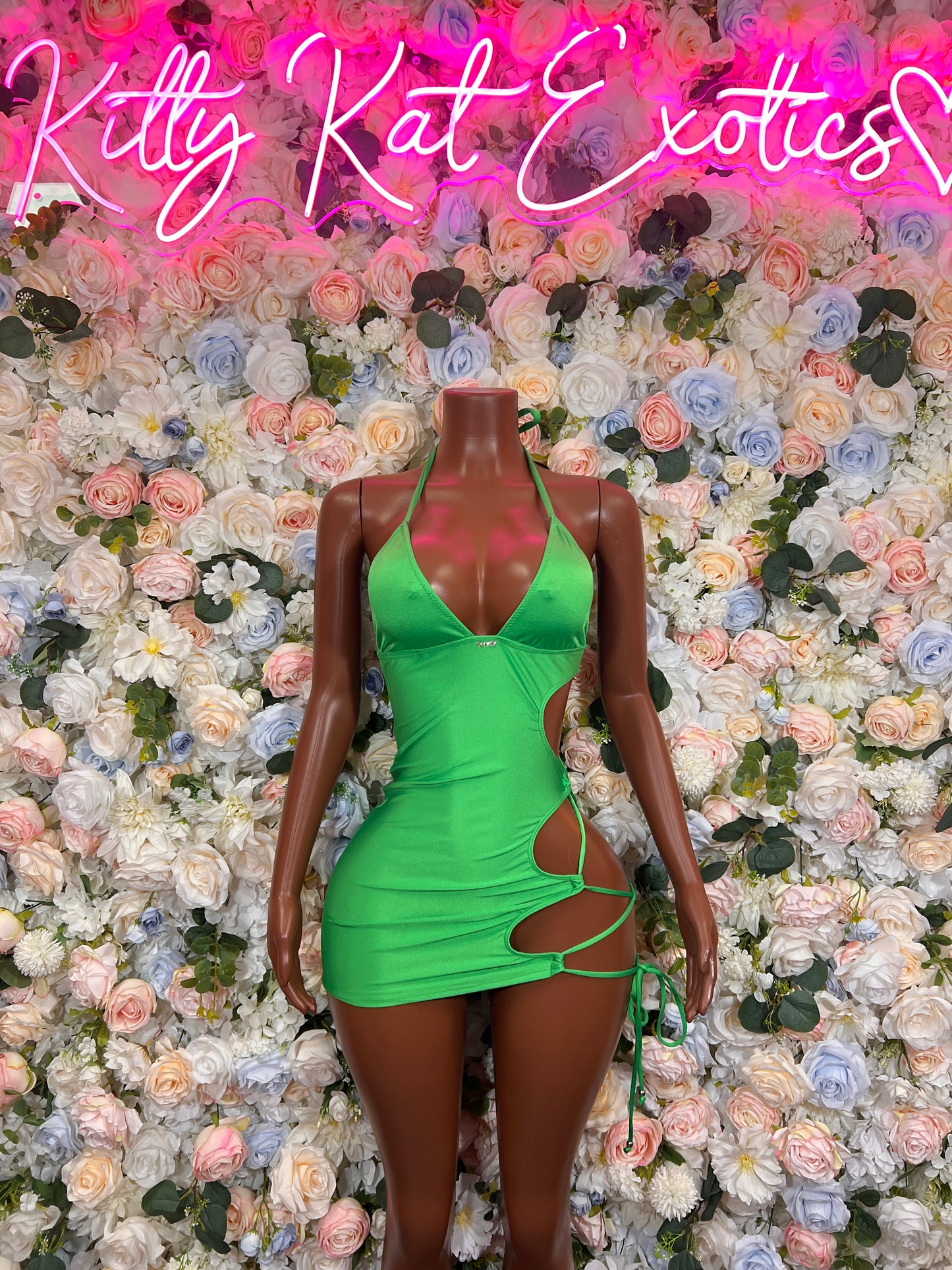 Green Dress Exotic Dancewear  Evening Date Night Dress Womens Clothing