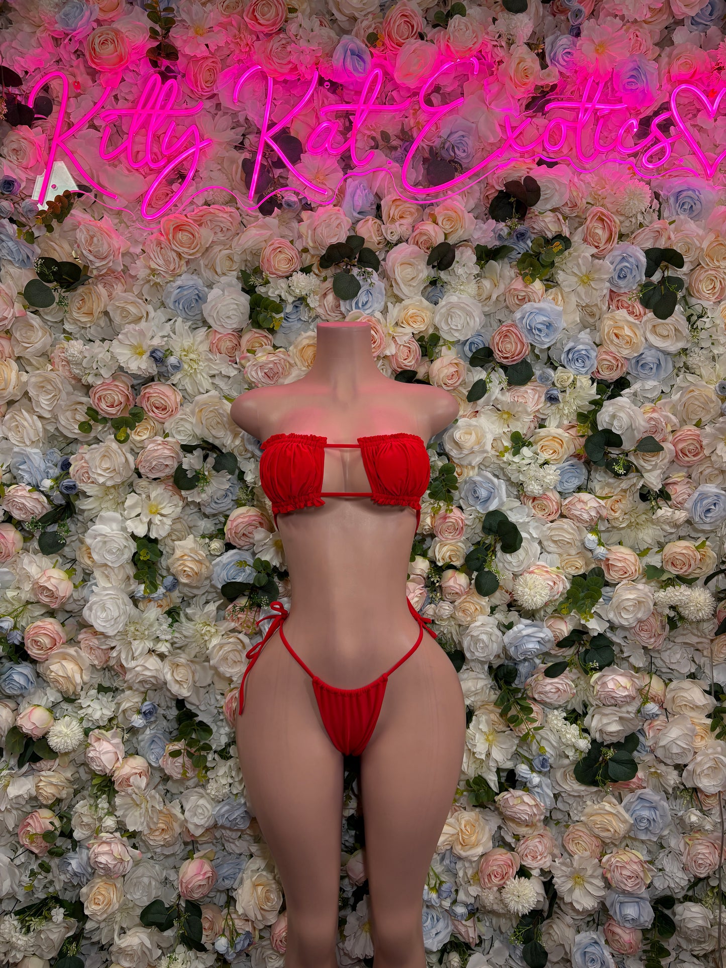 Red Two Piece Bikini Exotic Dancewear Rave Festival Outfit