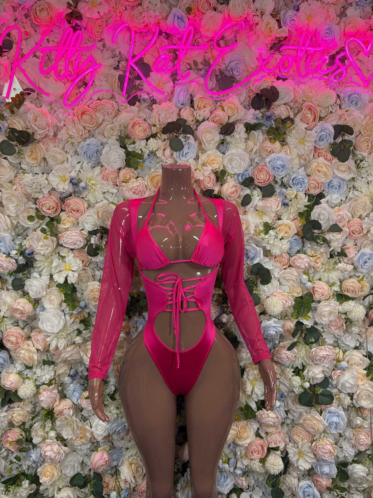 Pink Bottlegirl Bodysuit | Lace-Up Festival Rave Outfit Clubwear One Piece