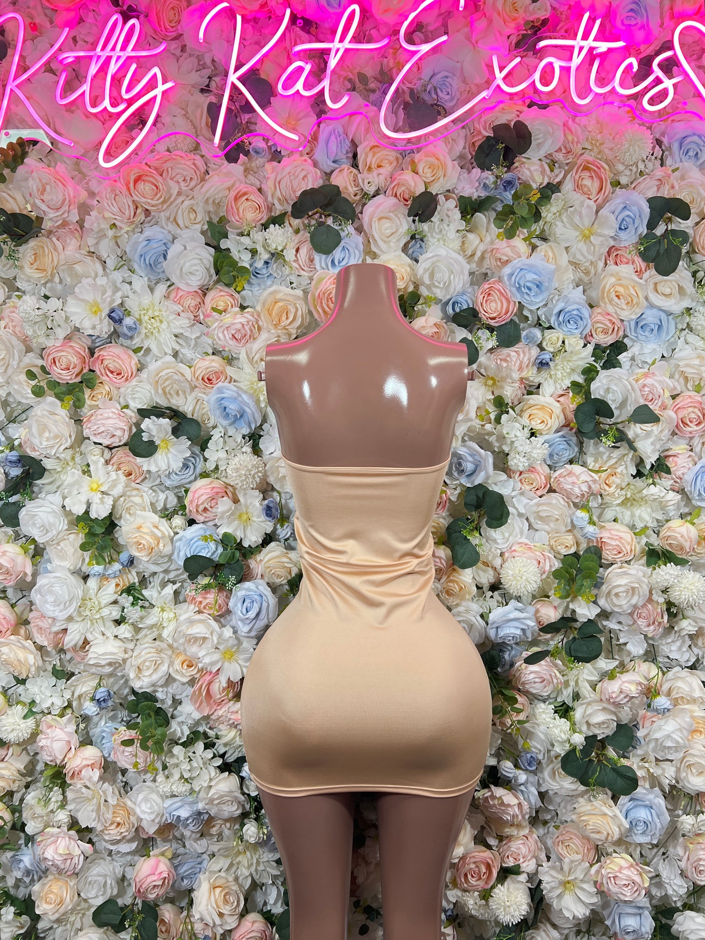 Beige Nude Dress for Women - Date Night Mini Dress | Rave Festival Exotic Dancewear Bottle Girl Clubwear