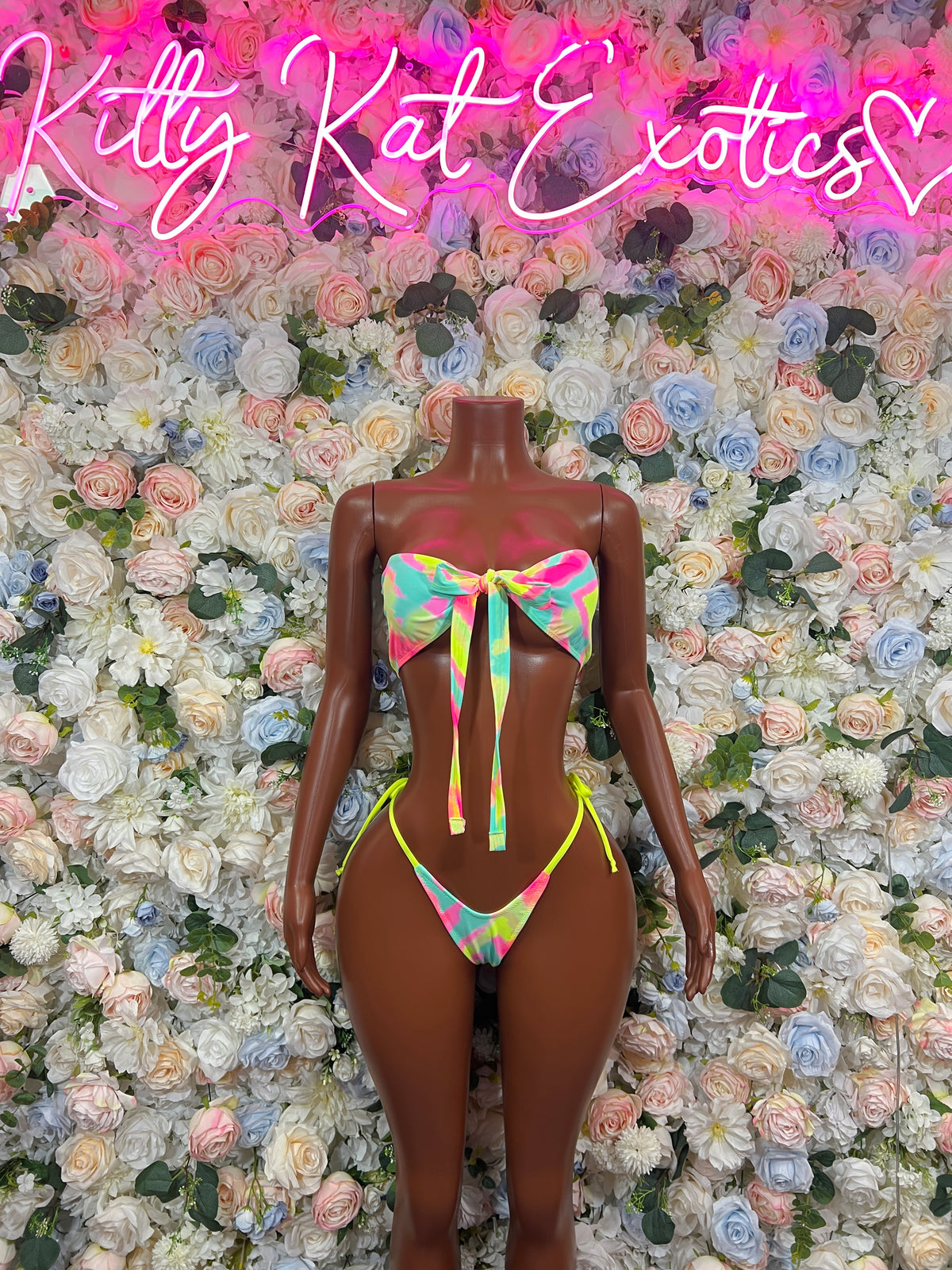 Exotic Dancewear Multicolor  Two Piece Rave Outfit, Swimwear Festival Clothing Ravewear