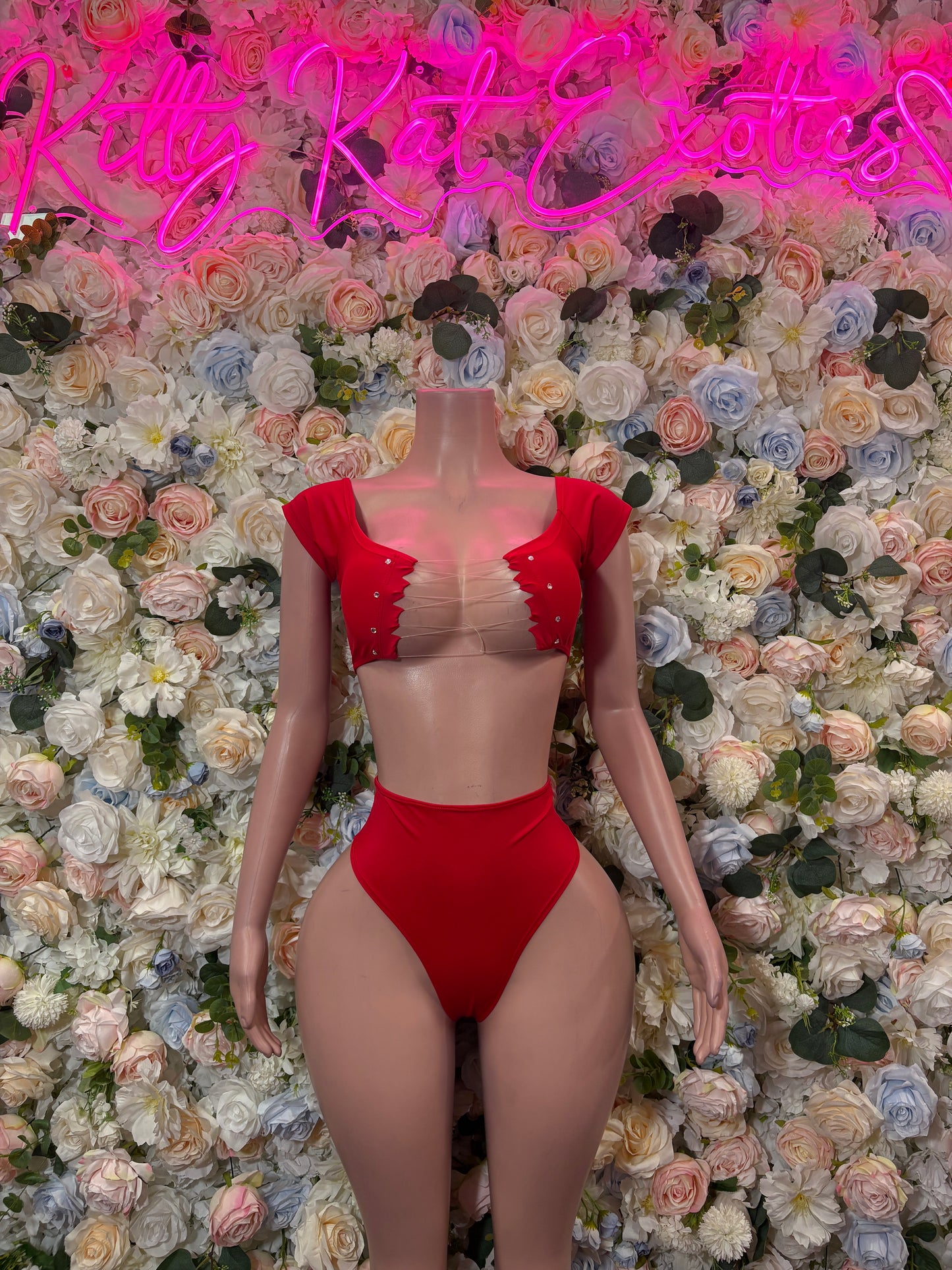 Red Two Piece -  Exotic Dancewear  -  Rave Outfit - Sexy Festival Outfit, Clubwear, Performance Costume