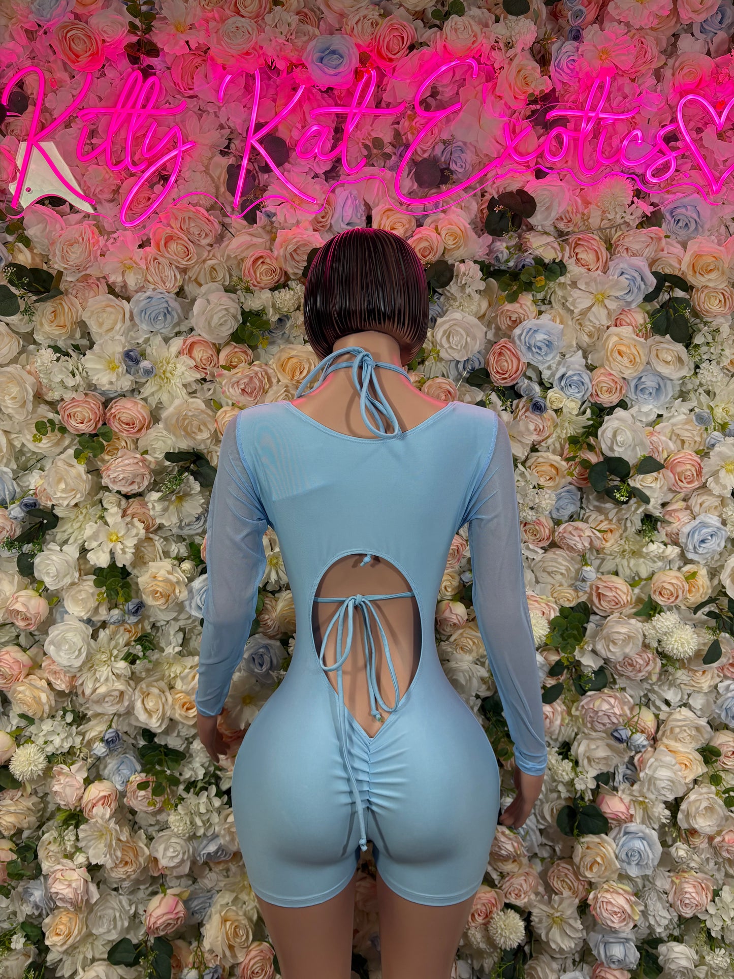 Bottlegirl One-Piece Bodysuit Baby Blue  - Custom Design | Exotic Dancewear for Performers, Raves, & Nights Out
