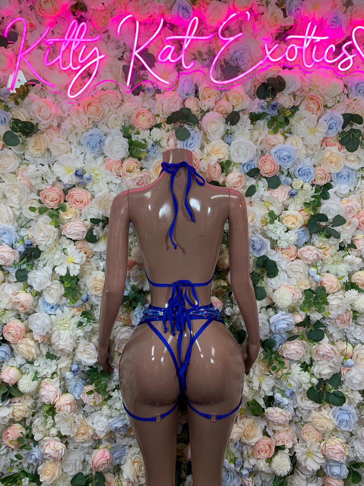 Blue Bikini With Garters Two-Piece  – Summer Festival & Rave Wear Exotic Dancewear