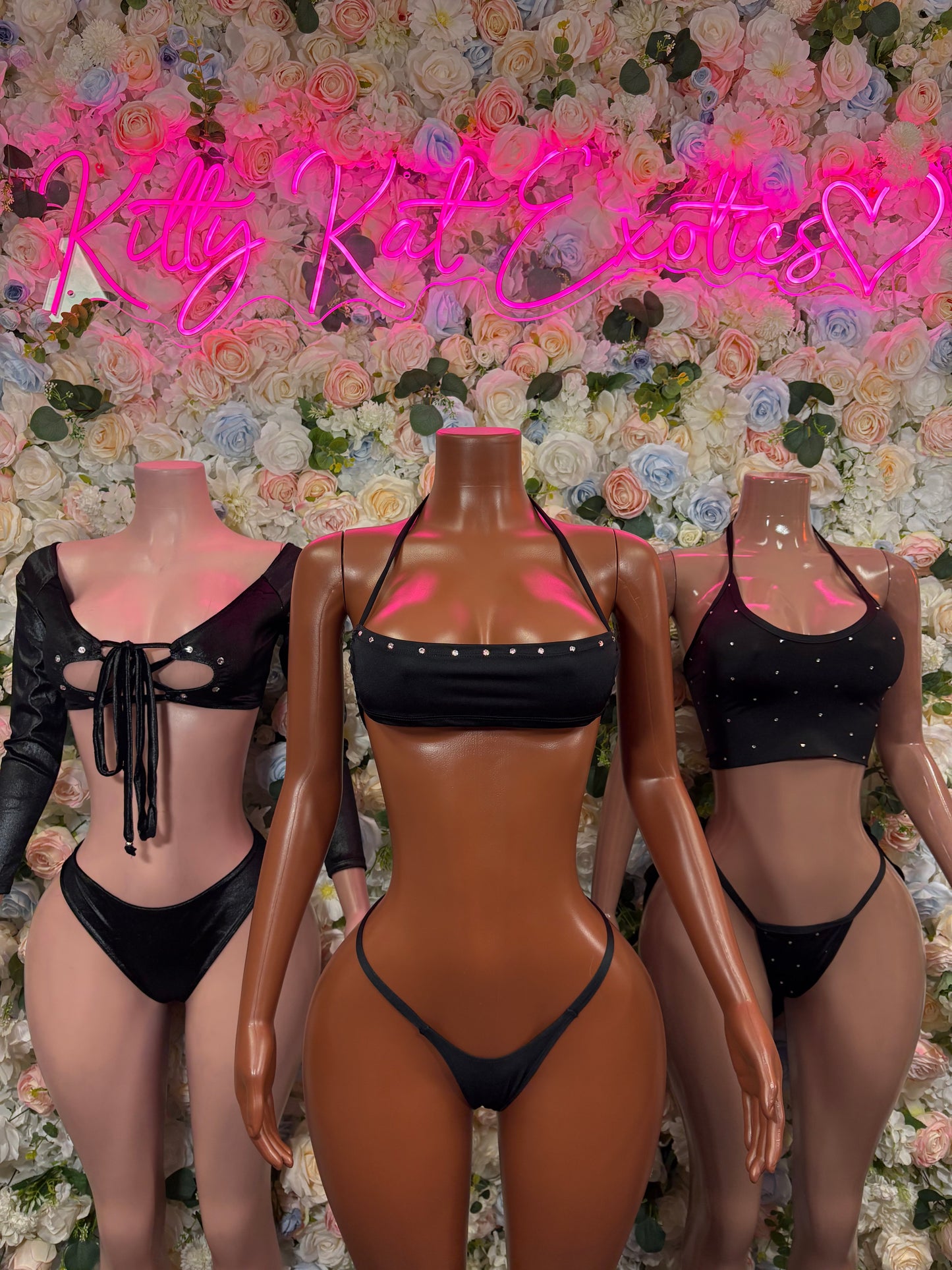 Black Bikini Two Piece Rave Festival Wear - Exotic Dancewear Clubwear Bottle Girl Ravewear