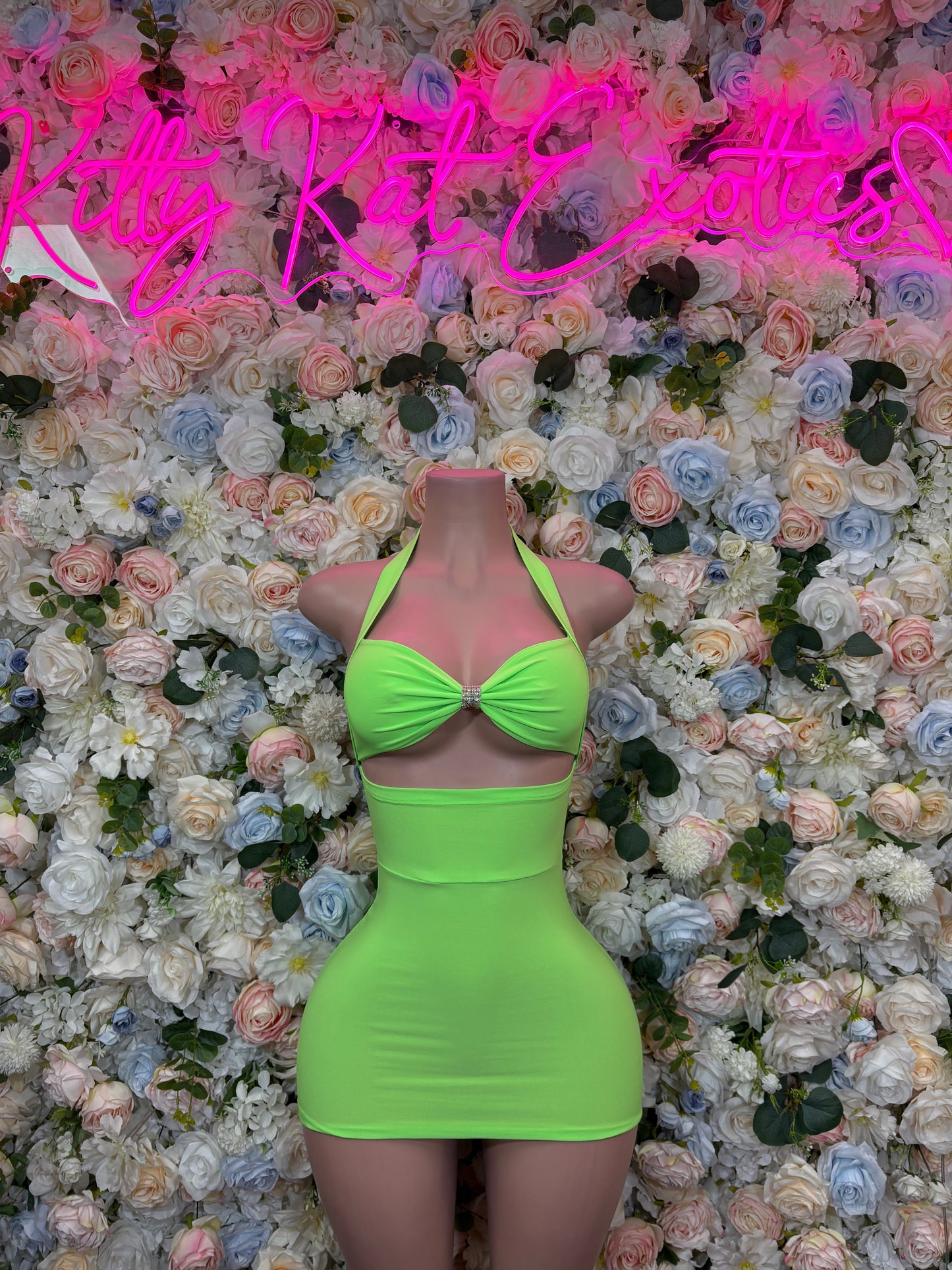 Neon Green Festival Dress – l Exotic Date Nite Dress, Dancewear for Performers & Club Dress