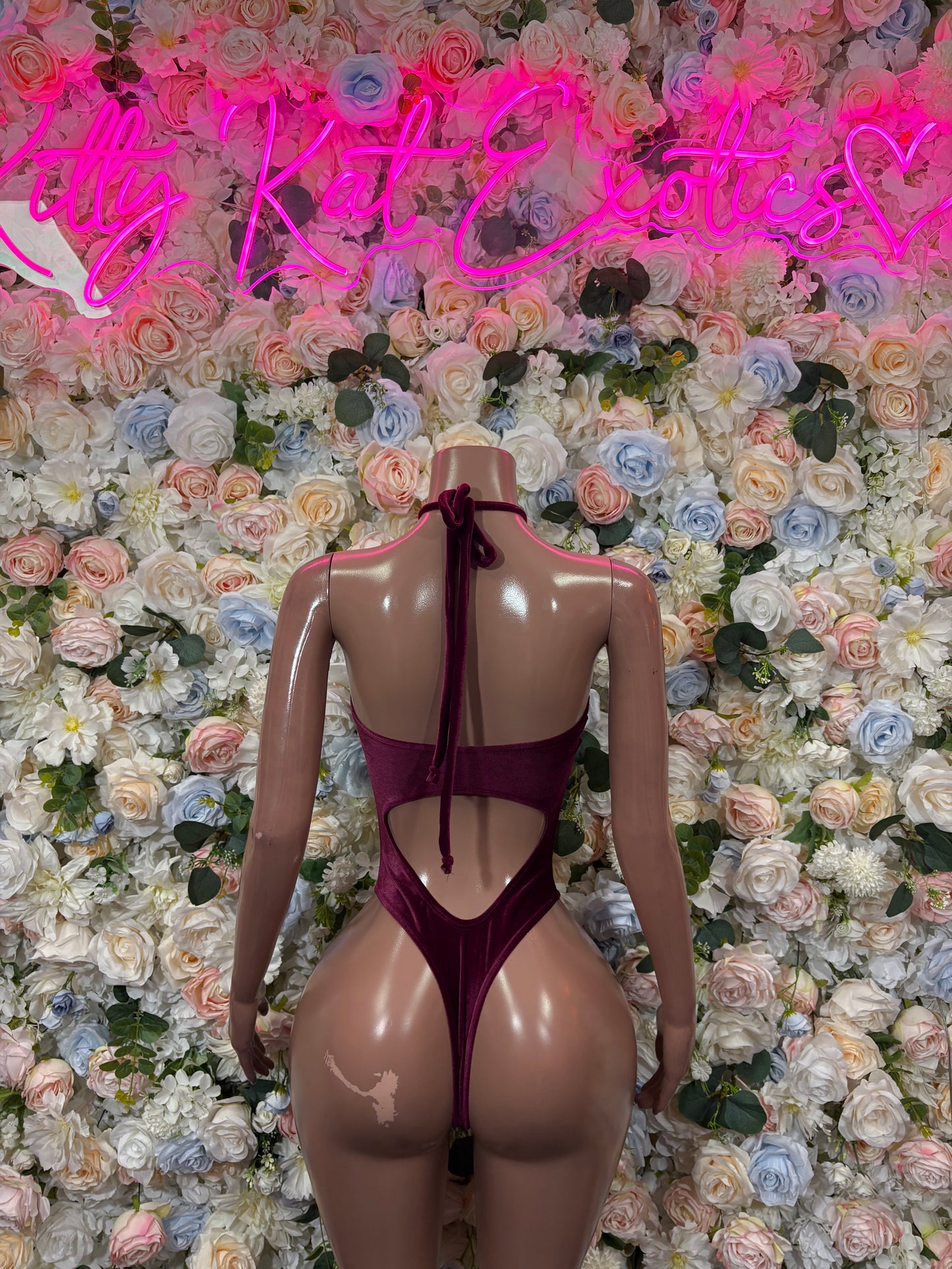 Burgundy Bodysuit Women’s Rave Festival Outfit - Exotic Dancewear