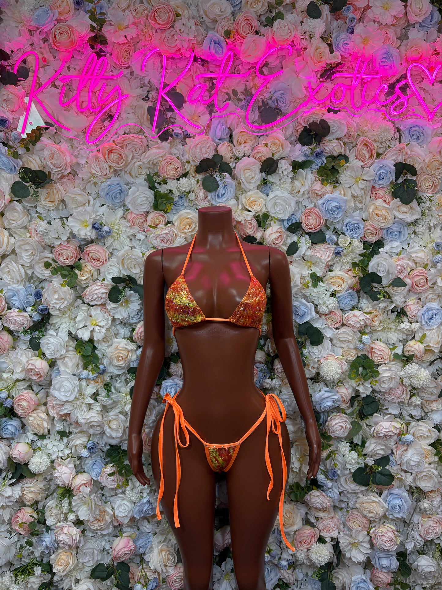 Exotic Dancewear Orange Two-Piece Bikini – Summer Festival & Rave Wear