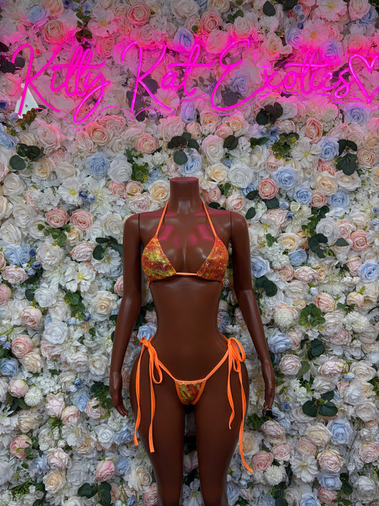 Exotic Dancewear Orange Two-Piece Bikini – Summer Festival & Rave Wear