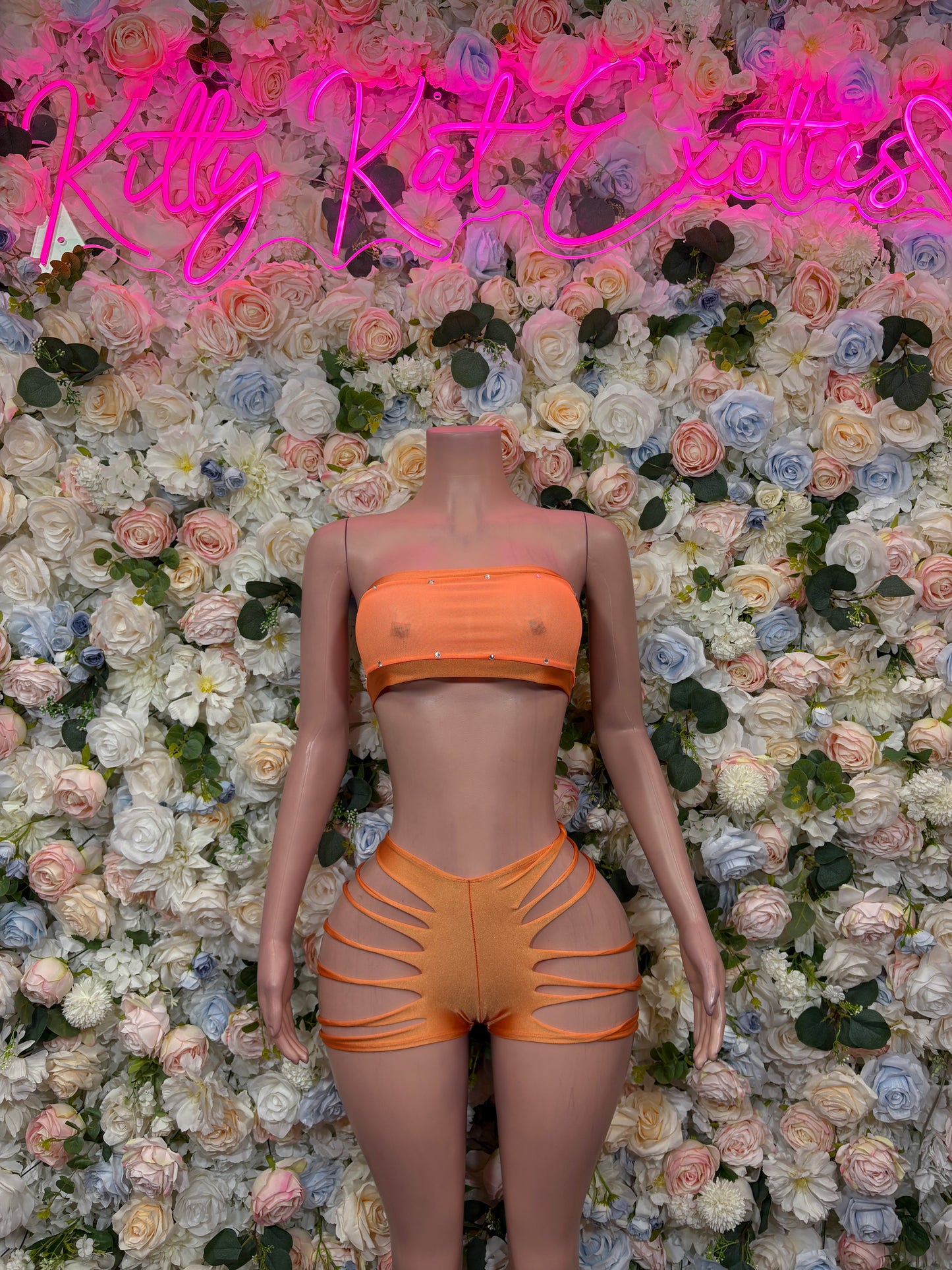 Exotic Dancewear Orange Two-Piece  – Summer Festival & Rave Wear