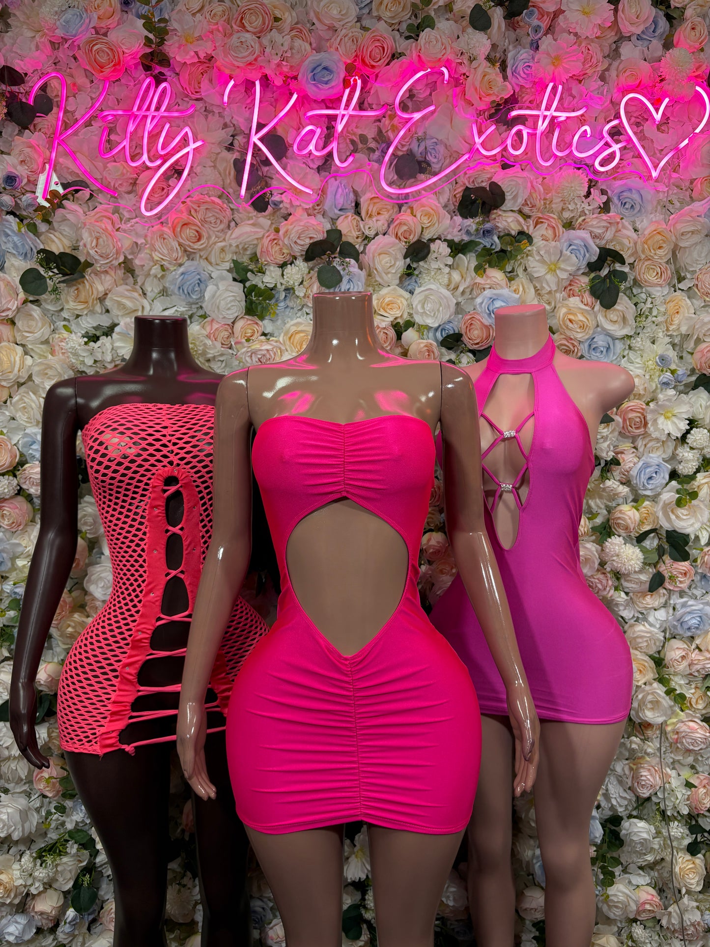 Bartenders Pink Fishnet Dress Rave Festival Outfit Women - Bartenders Clubwear Bottle Girl Ravewear