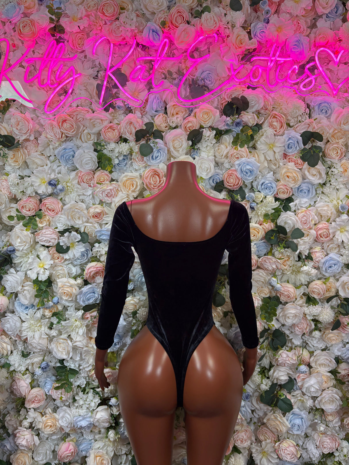 Black Velvet Bottlegirl Bodysuit Bartender One Piece Outfit Clubwear VIP Bottle Service Uniform Sexy Romper