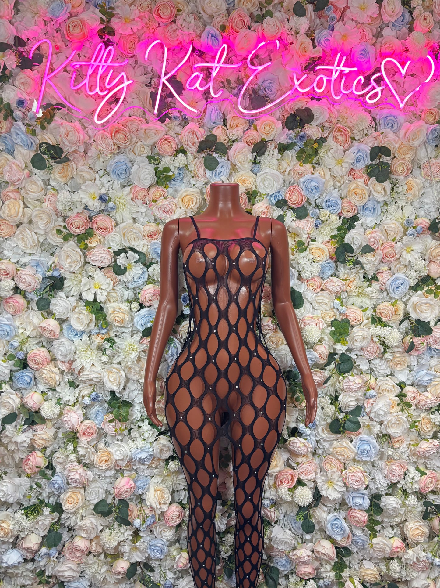 Black Rhinestone Fishnet Bodysuit, Sheer Mesh One Piece, Sparkly Rave Festival Outfit Clubwear