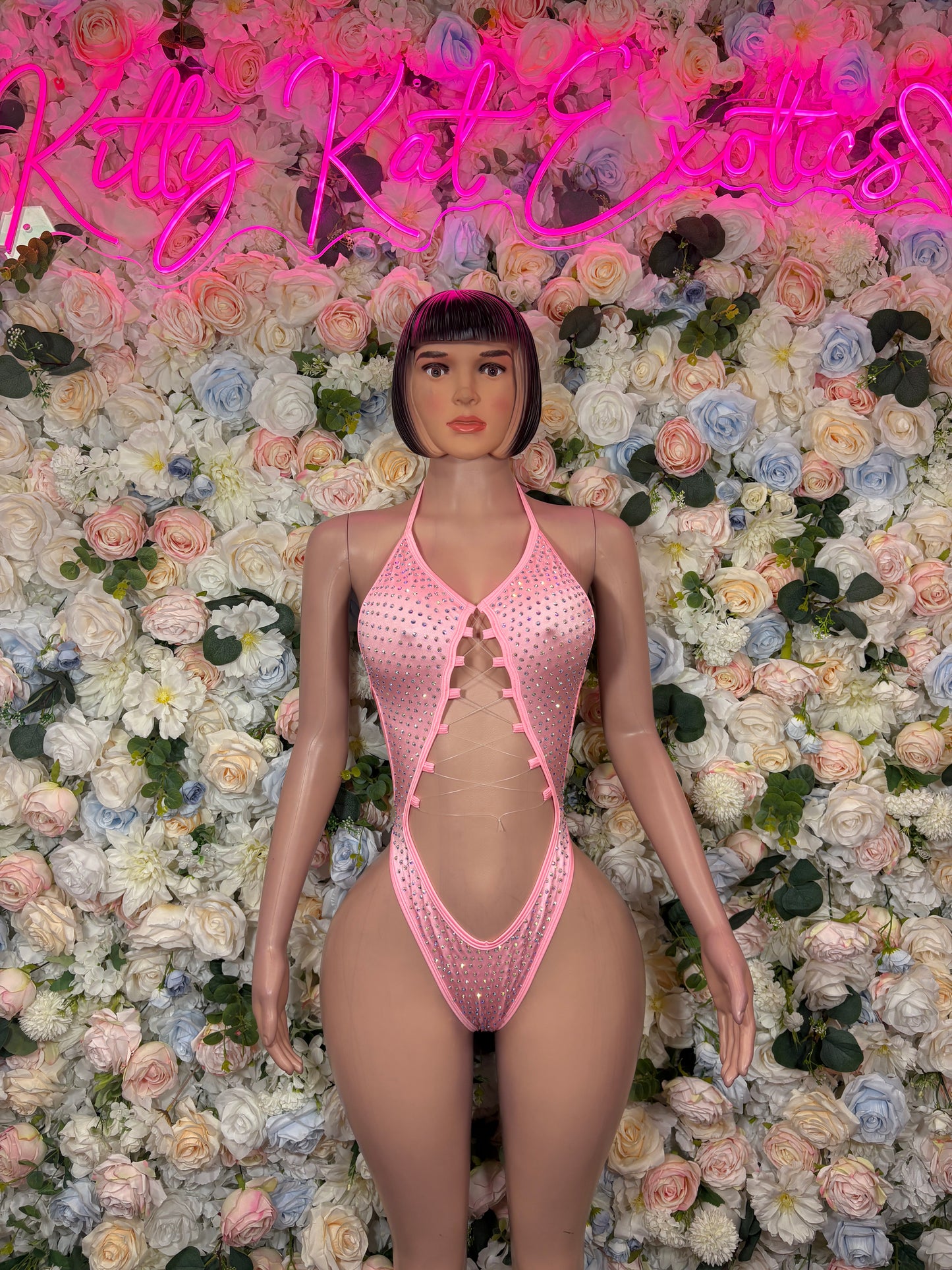 Pink Rhinestone One piece - Festival Dancewear