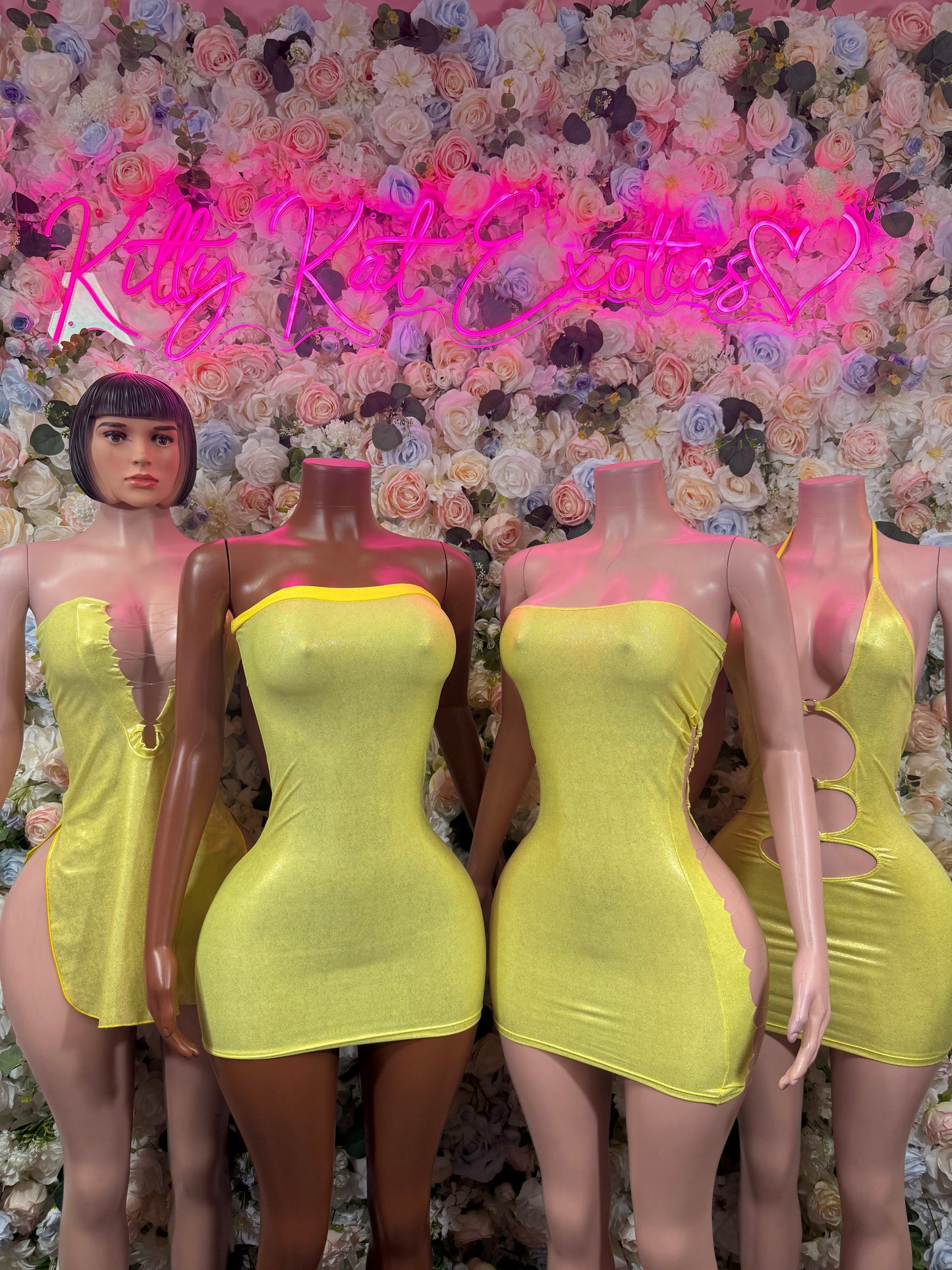 Yellow Metallic  Dress Ravewear - Sexy Clubwear Outfit for Women, Festival Party Dress, Date Night Clubbing Bodysuit Style