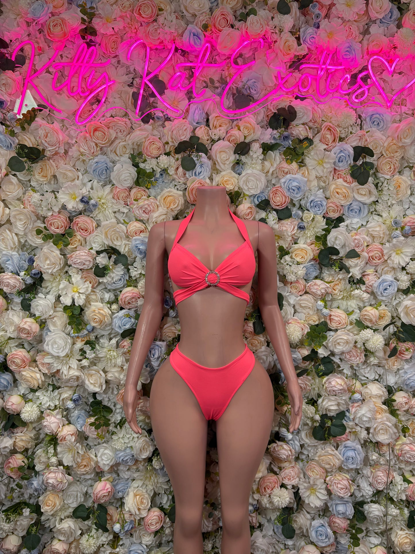 Coral Two Piece Exotic Dancewear Rave Festival Outfit