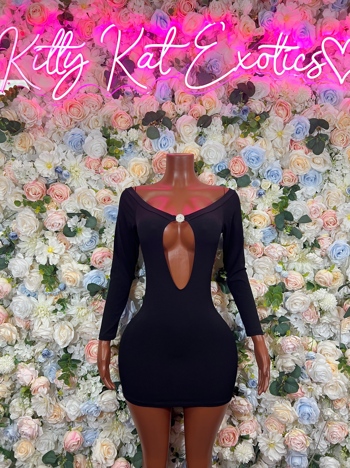 Black One Piece Dress - Sexy Date Night Club Dress | Rave Festival Exotic Dancewear Clubwear Bottle Girl Ravewear - KittyKatExotics