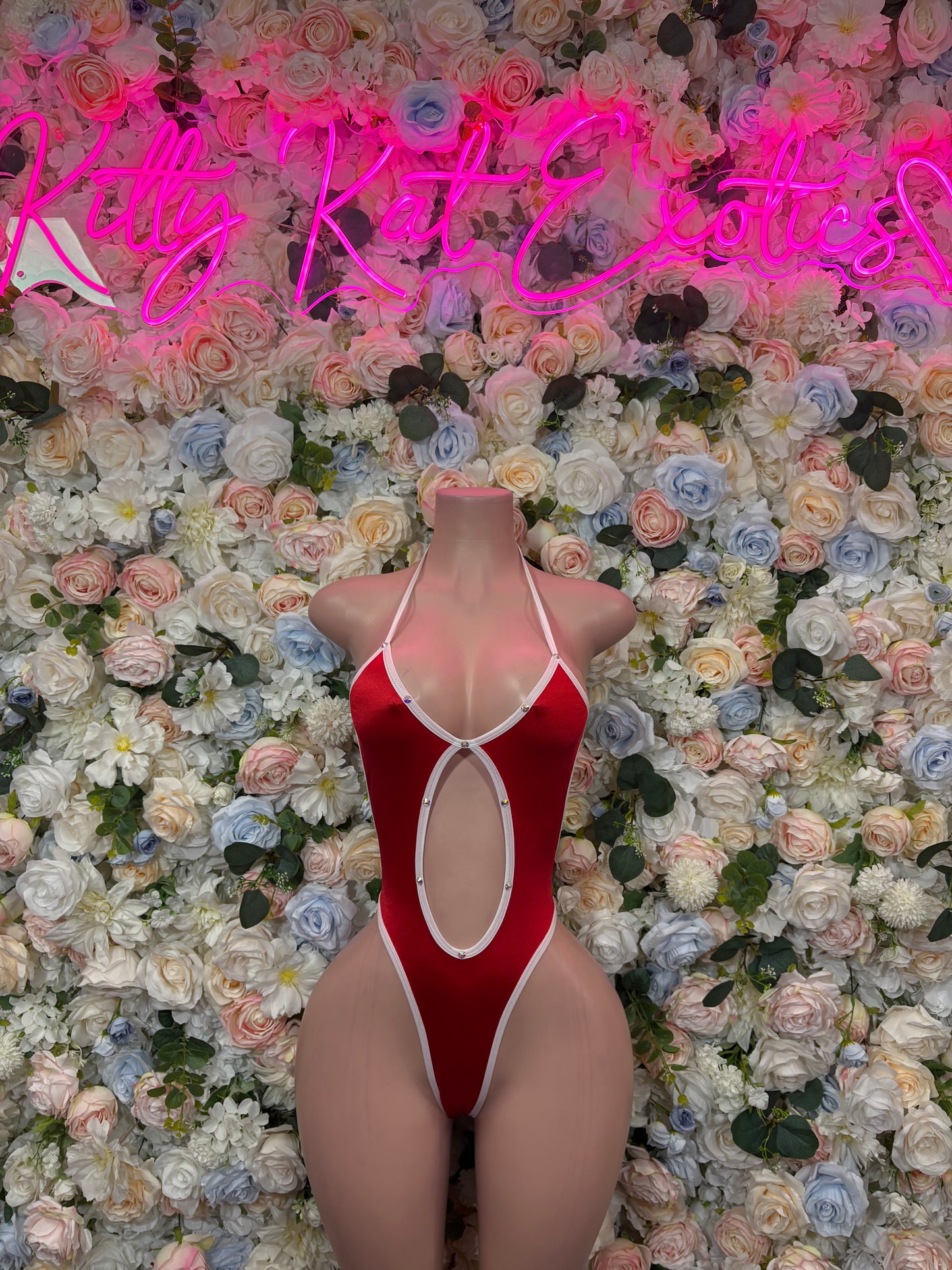 Red Bodysuit Rave Festival Outfit Women - Exotic Dancewear Stripper Clubwear Bottle Girl Ravewear
